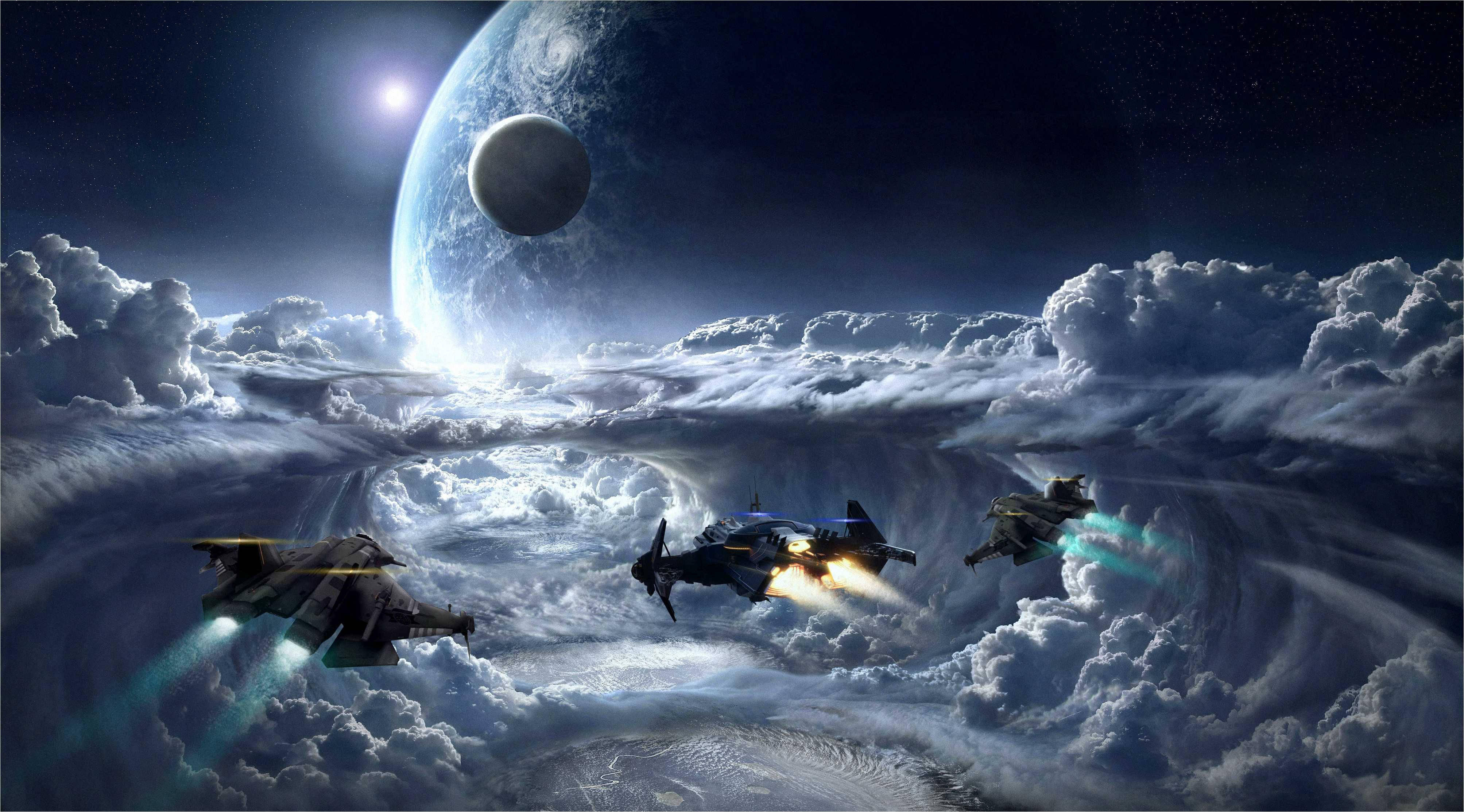 Star Citizen, outer space, futuristic fighter jets, 4K Desktop Wallpaper