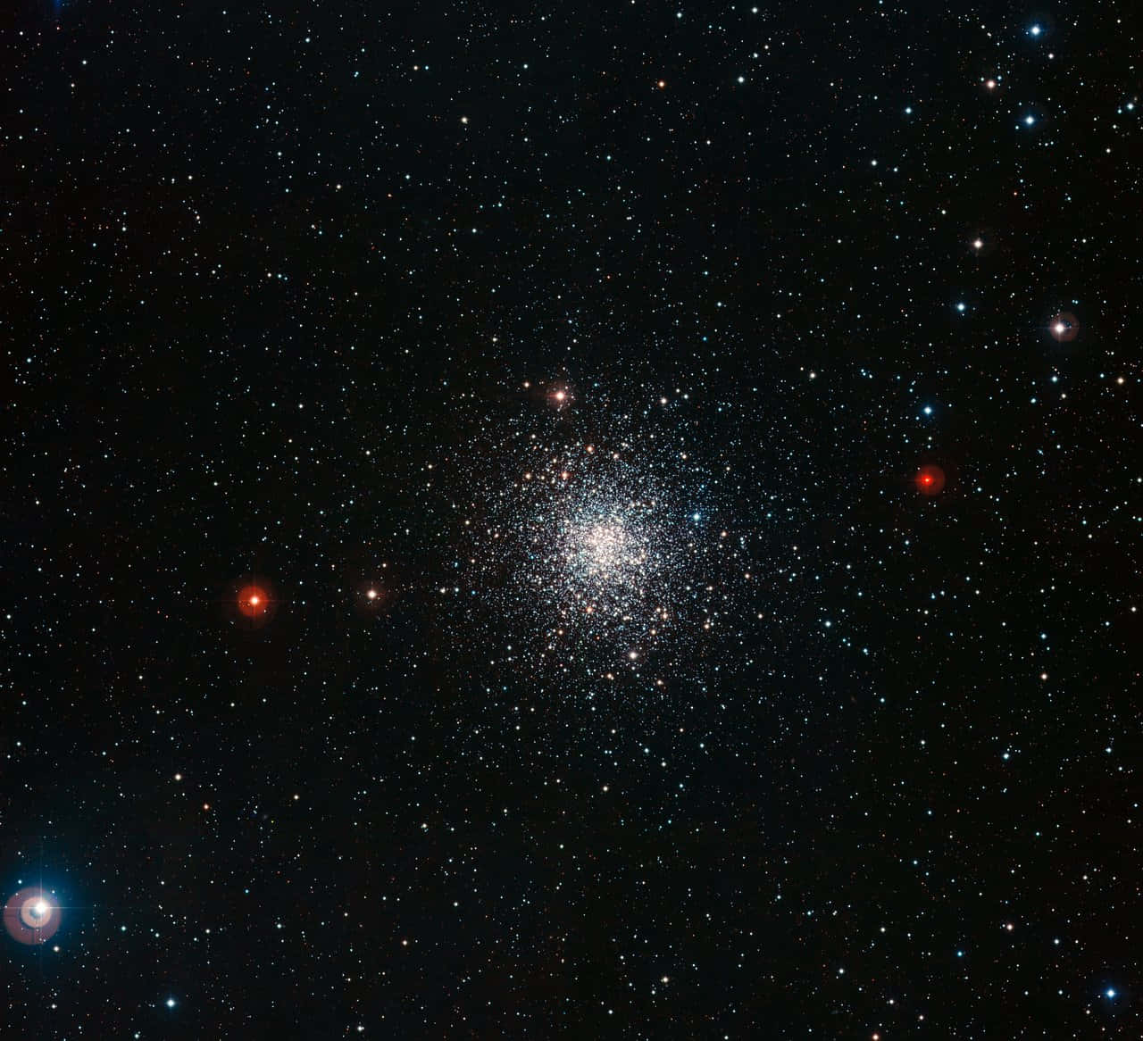 Star Cluster, deep black space, red stars, HD Desktop Wallpaper