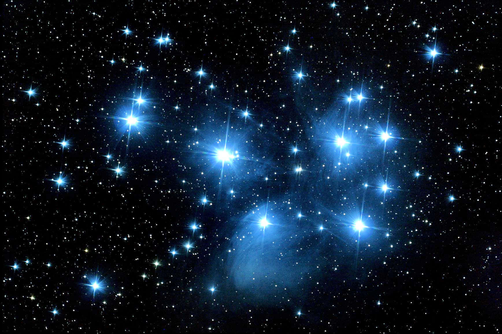 Star Cluster, blue stars, deep black cosmic void, HD Desktop Wallpaper