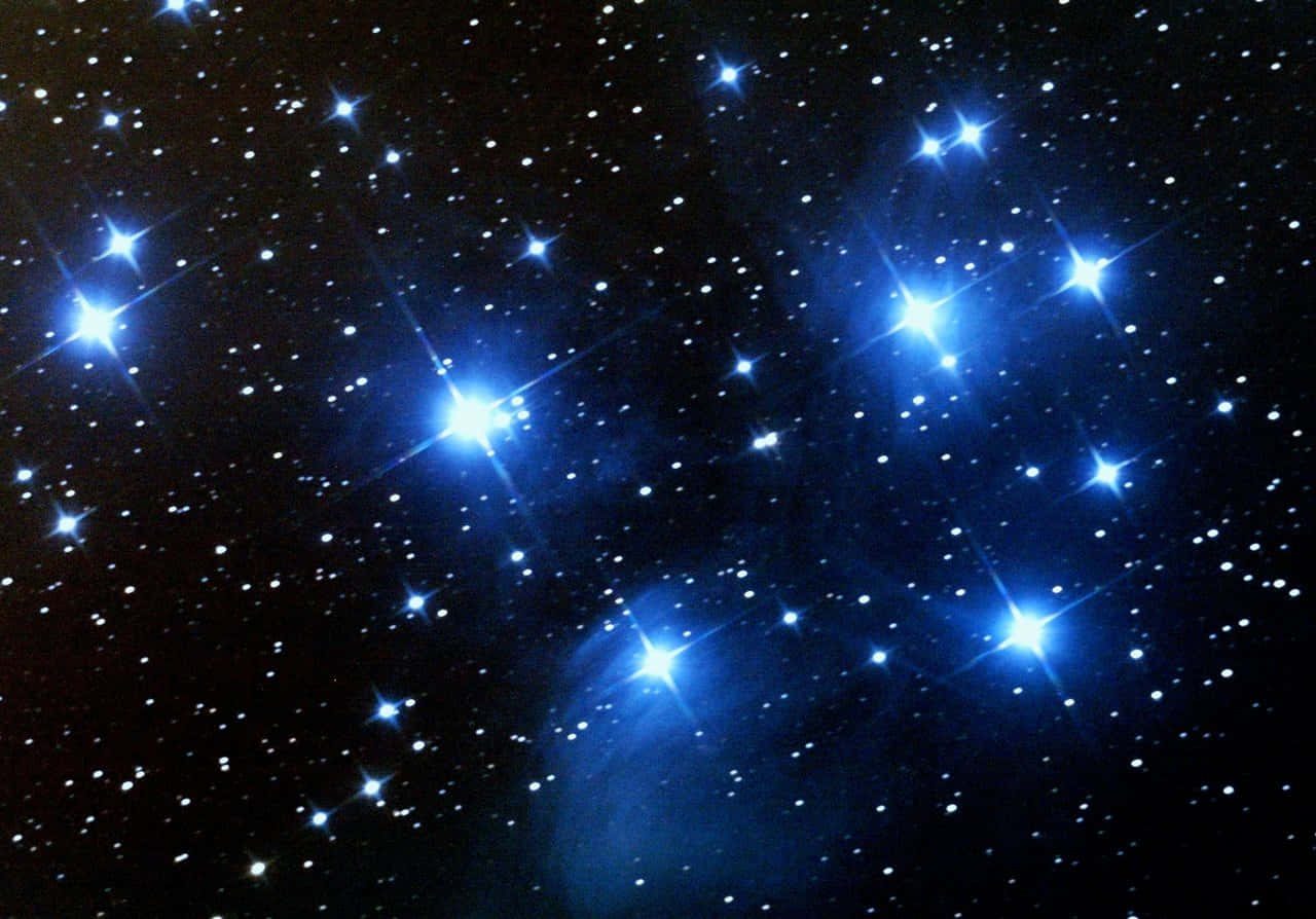 Star Cluster, blue stars, deep black cosmic backdrop, HD Desktop Wallpaper