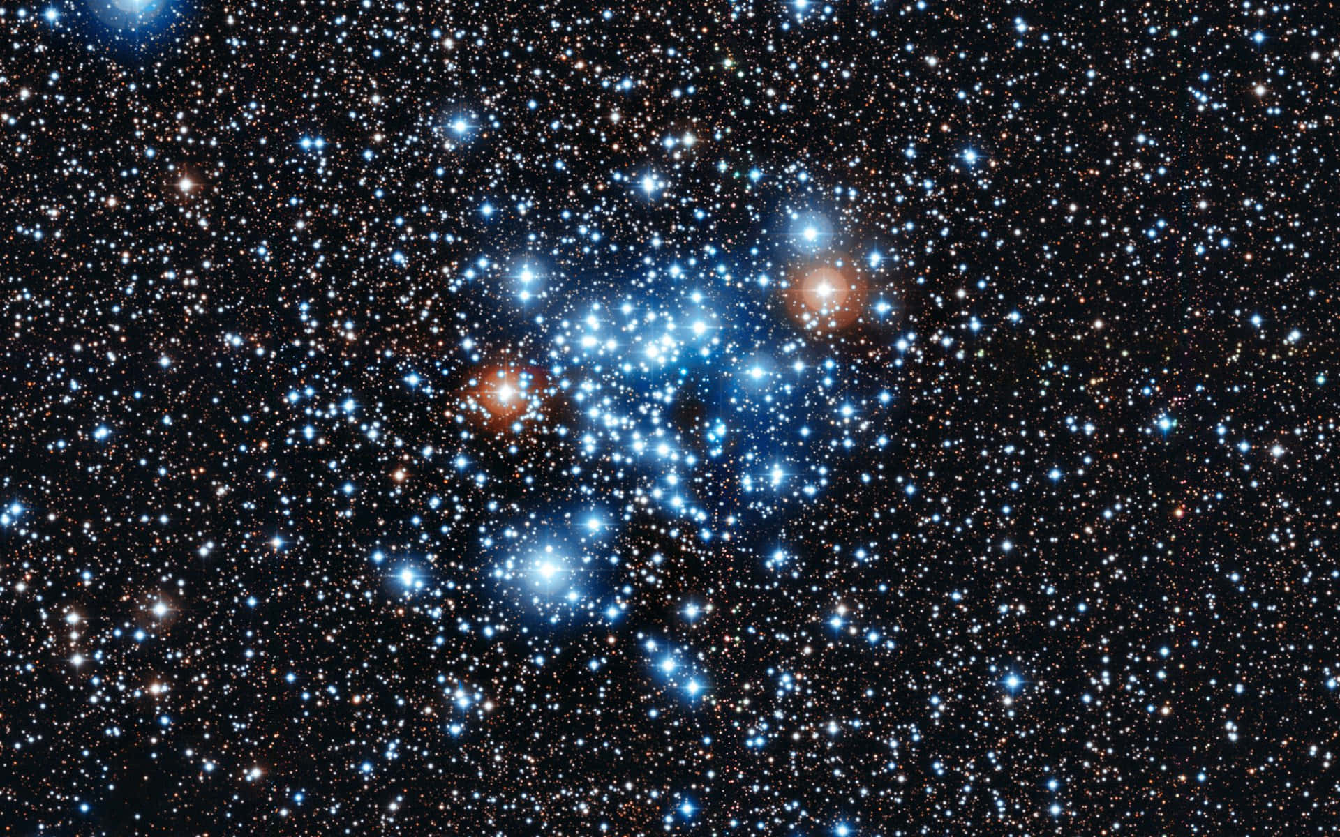 Star Cluster, blue stars, orange stars, Full HD Desktop Wallpaper
