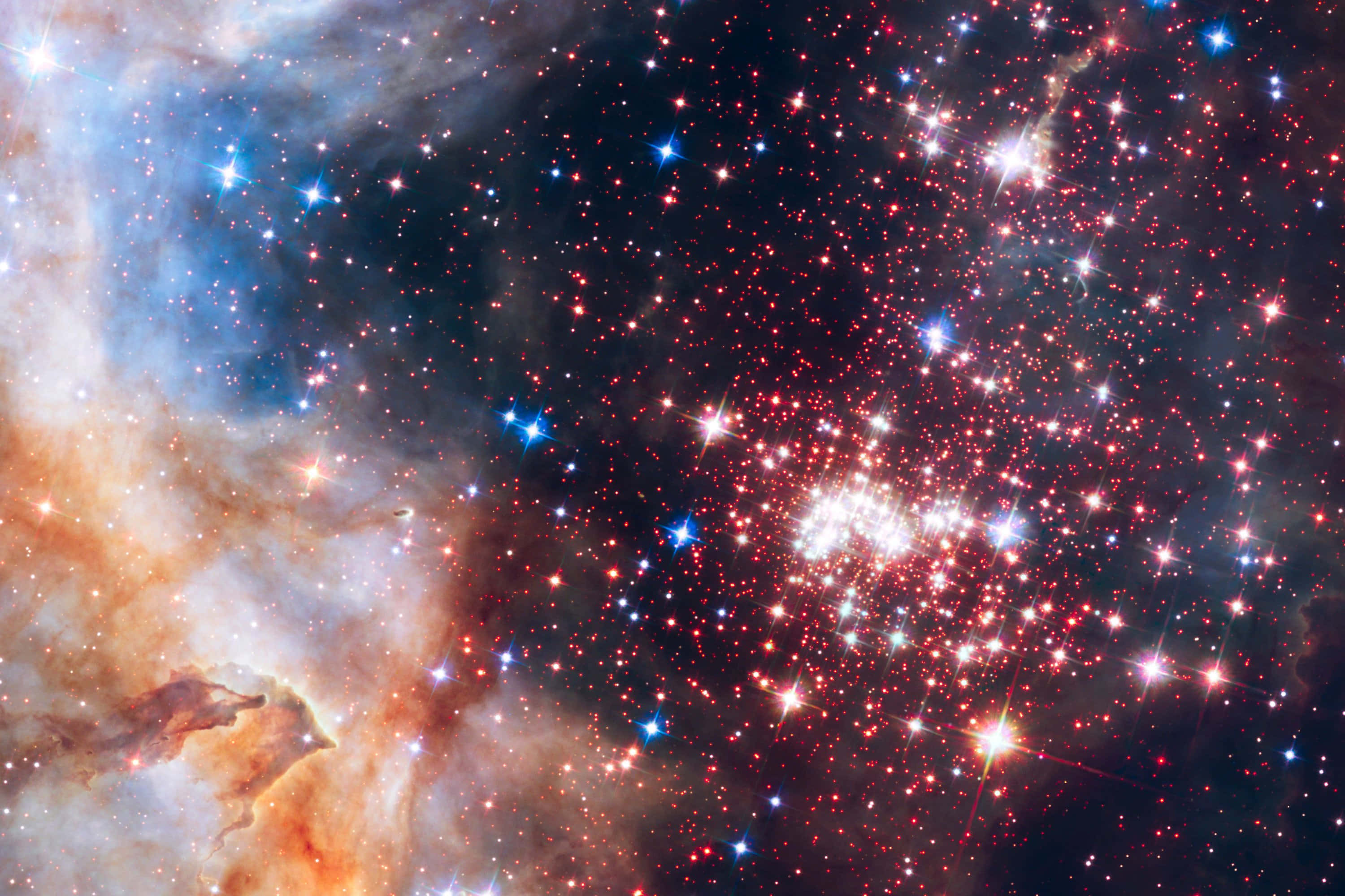 Star Cluster 3000, 2000, red stars, 2K Desktop Wallpaper