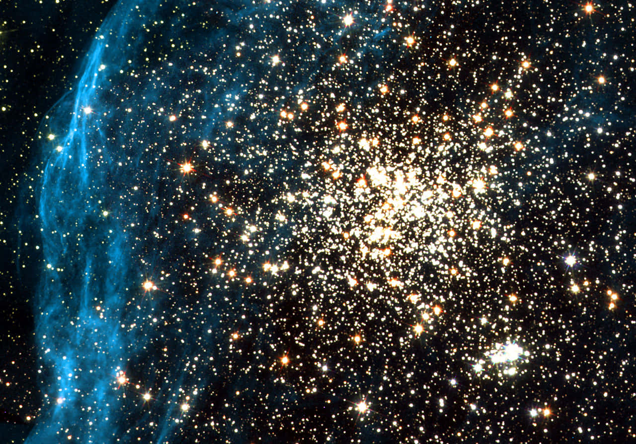 Star Cluster, night sky, vibrant blue nebula, HD Desktop Wallpaper