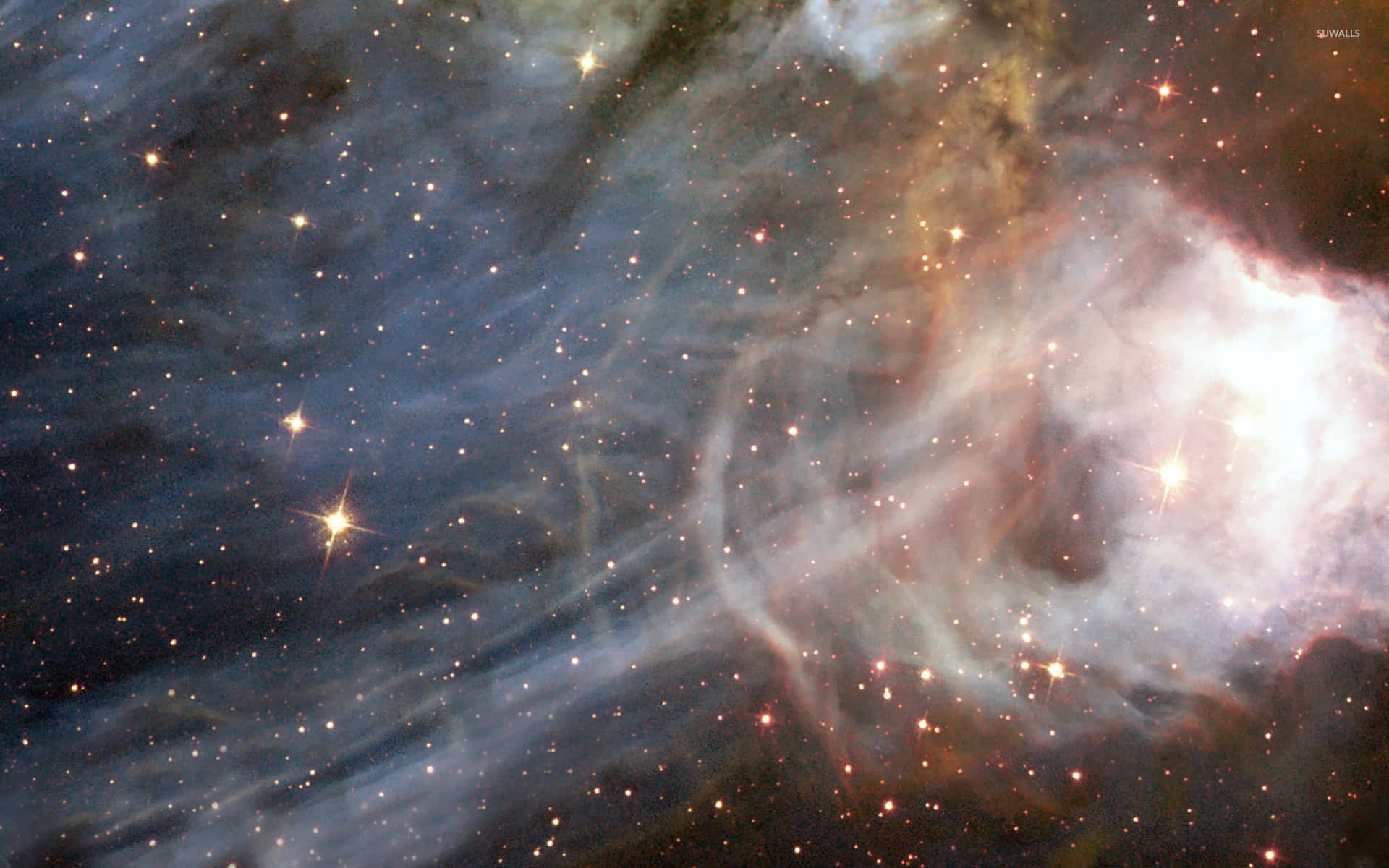 Star Cluster, cosmic nebula, glowing gas, Full HD Desktop Wallpaper
