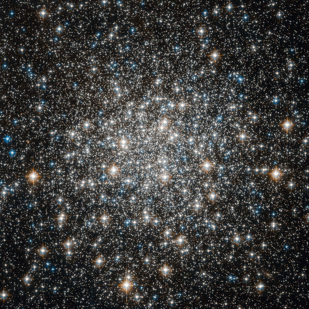 Star Cluster, deep black cosmic backdrop, blue and white pinpricks of light, HD Desktop Wallpaper