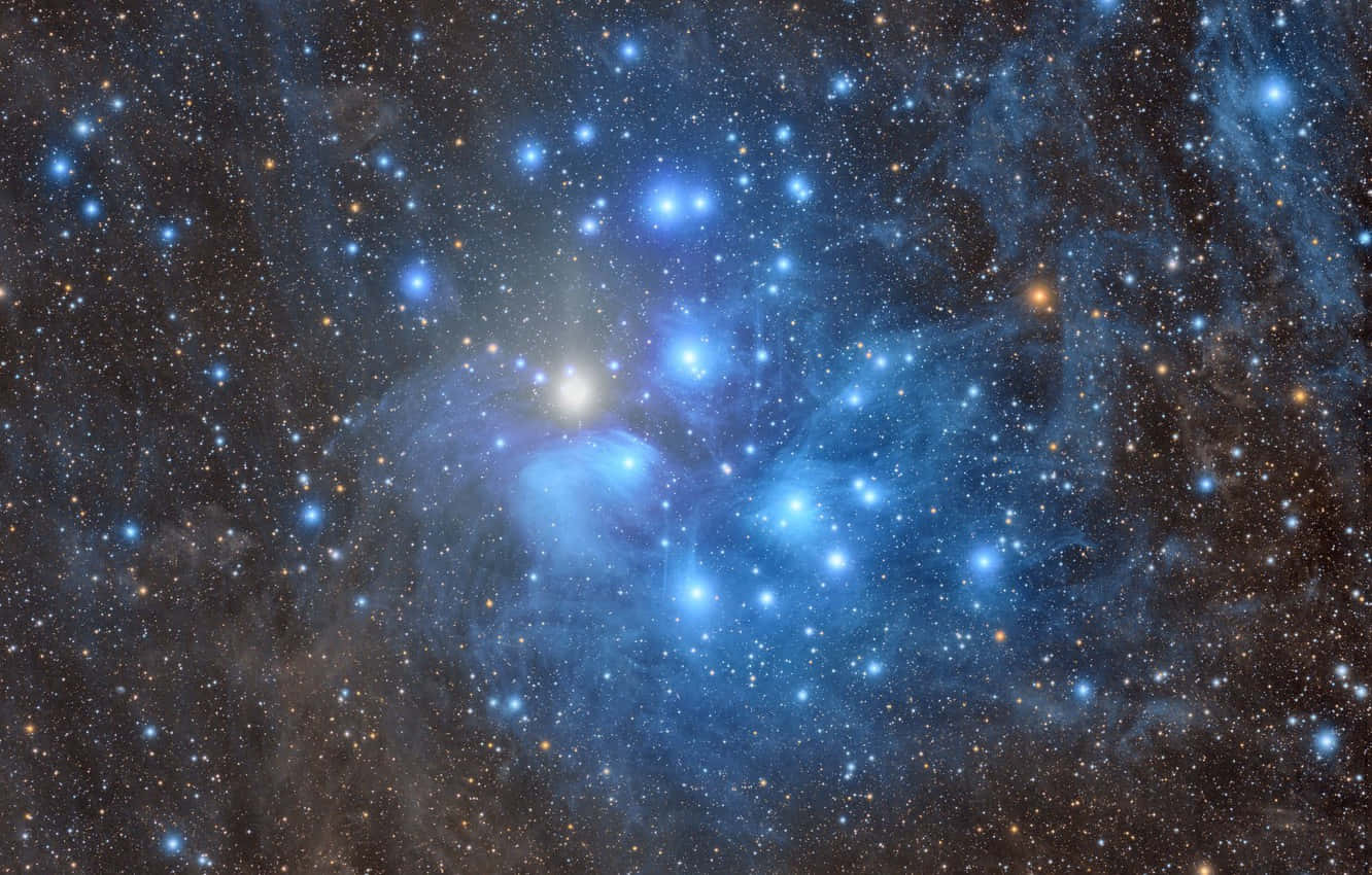 Star Cluster, cosmic nebula, vibrant blue clouds, HD Desktop Wallpaper