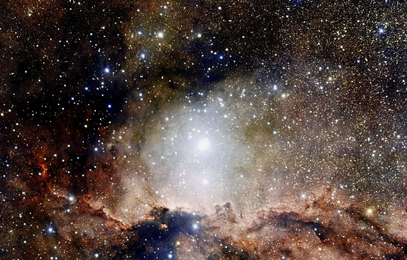 Star Cluster, cosmic nebula, white and orange hues, HD Desktop Wallpaper