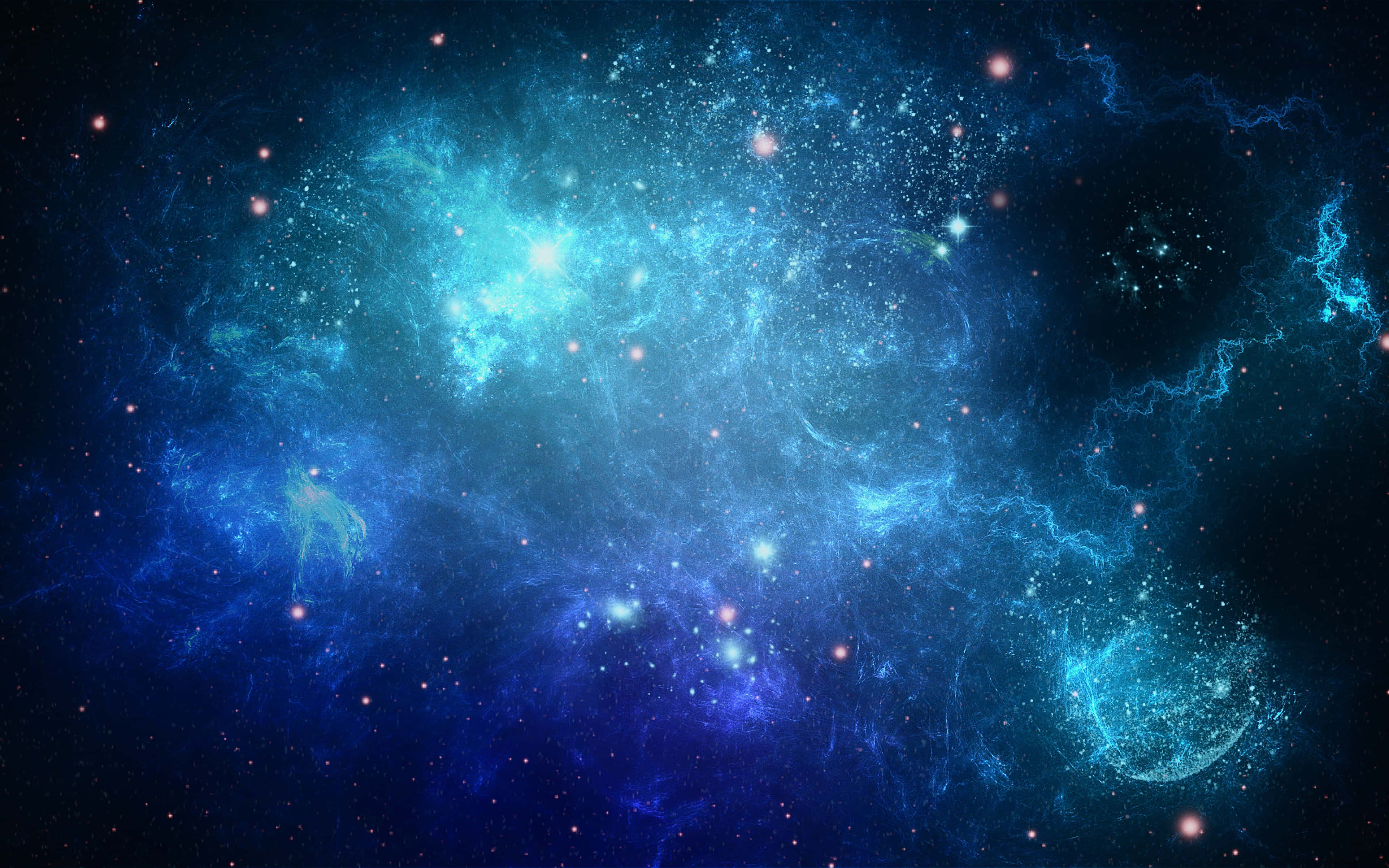 Star Cluster, electric blue, teal, 4K Desktop Wallpaper