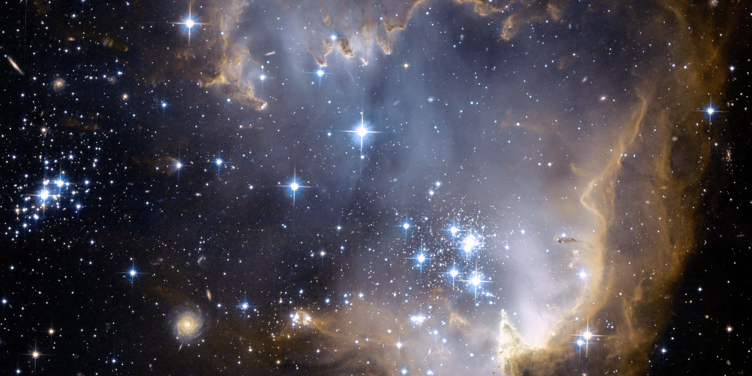 Star Cluster, nebula, orange, Full HD Desktop Wallpaper