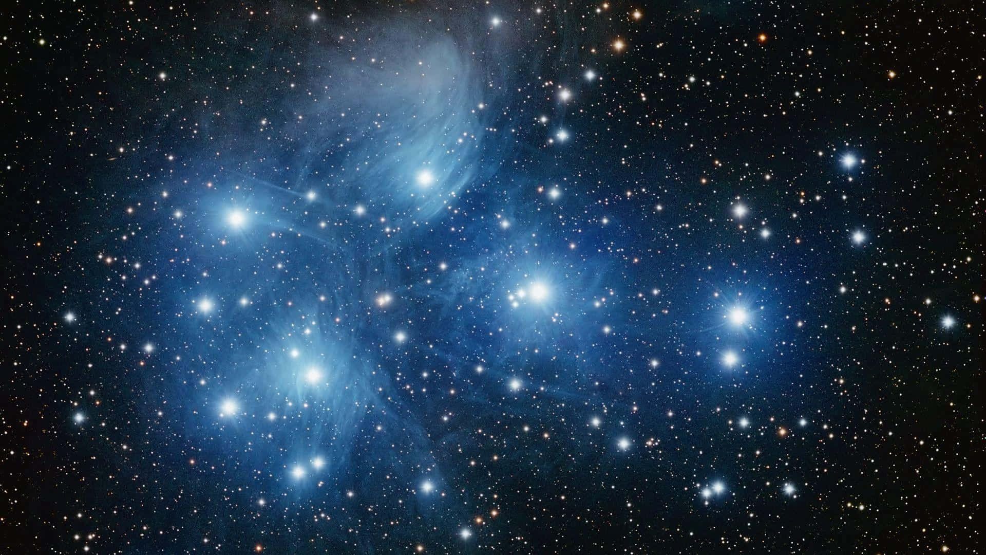 Star Cluster, blue nebulae, dark cosmic backdrop, Full HD Desktop Wallpaper