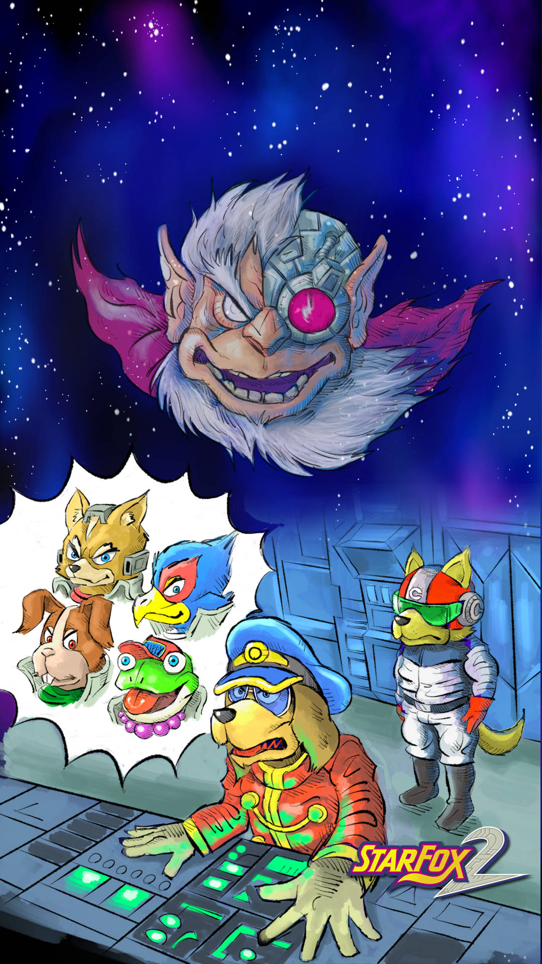 Star Fox 2, comic promo, cartoon spaceship crew, Full HD Phone Wallpaper