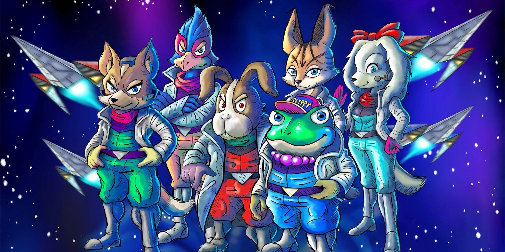 Star Fox, 2D drawing, anthropomorphic animal astronauts, Full HD Desktop Wallpaper