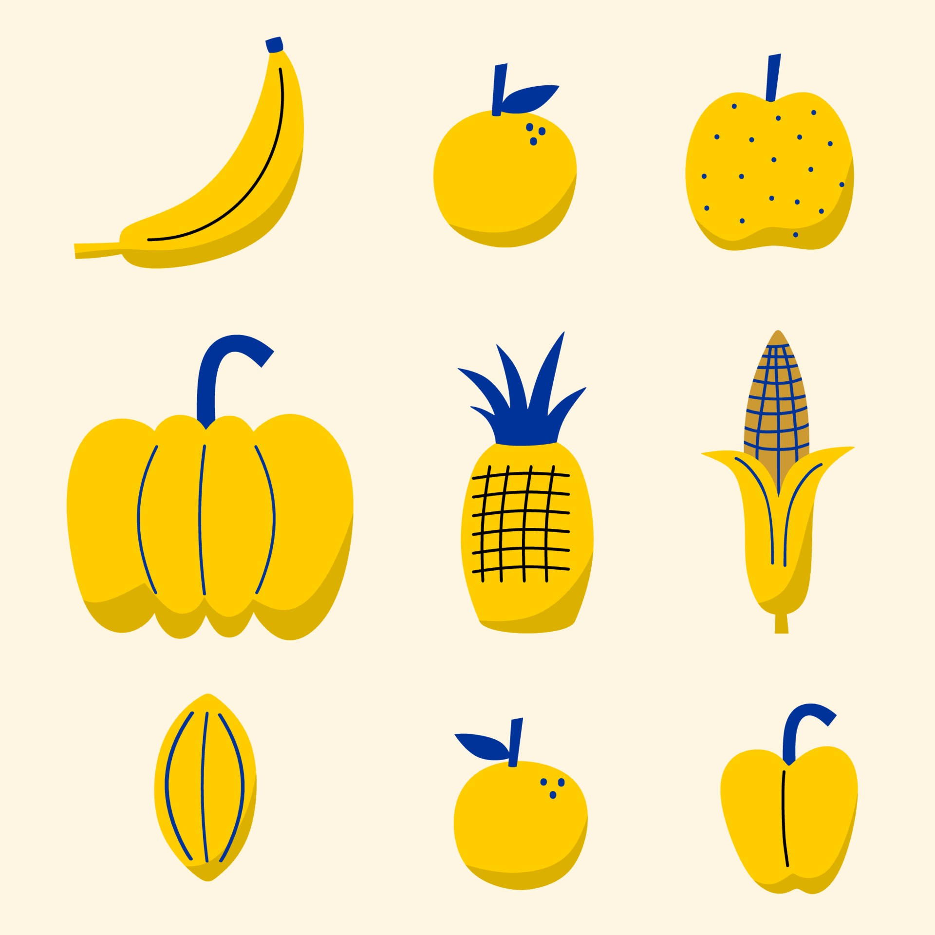 Star Fruit, yellow fruits, blue accents, Full HD Desktop Wallpaper