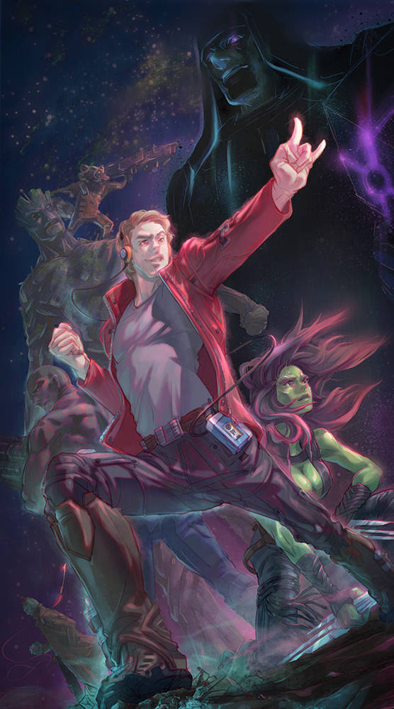 Star-Lord, cosmic chaos, starry void, SD Phone Wallpaper