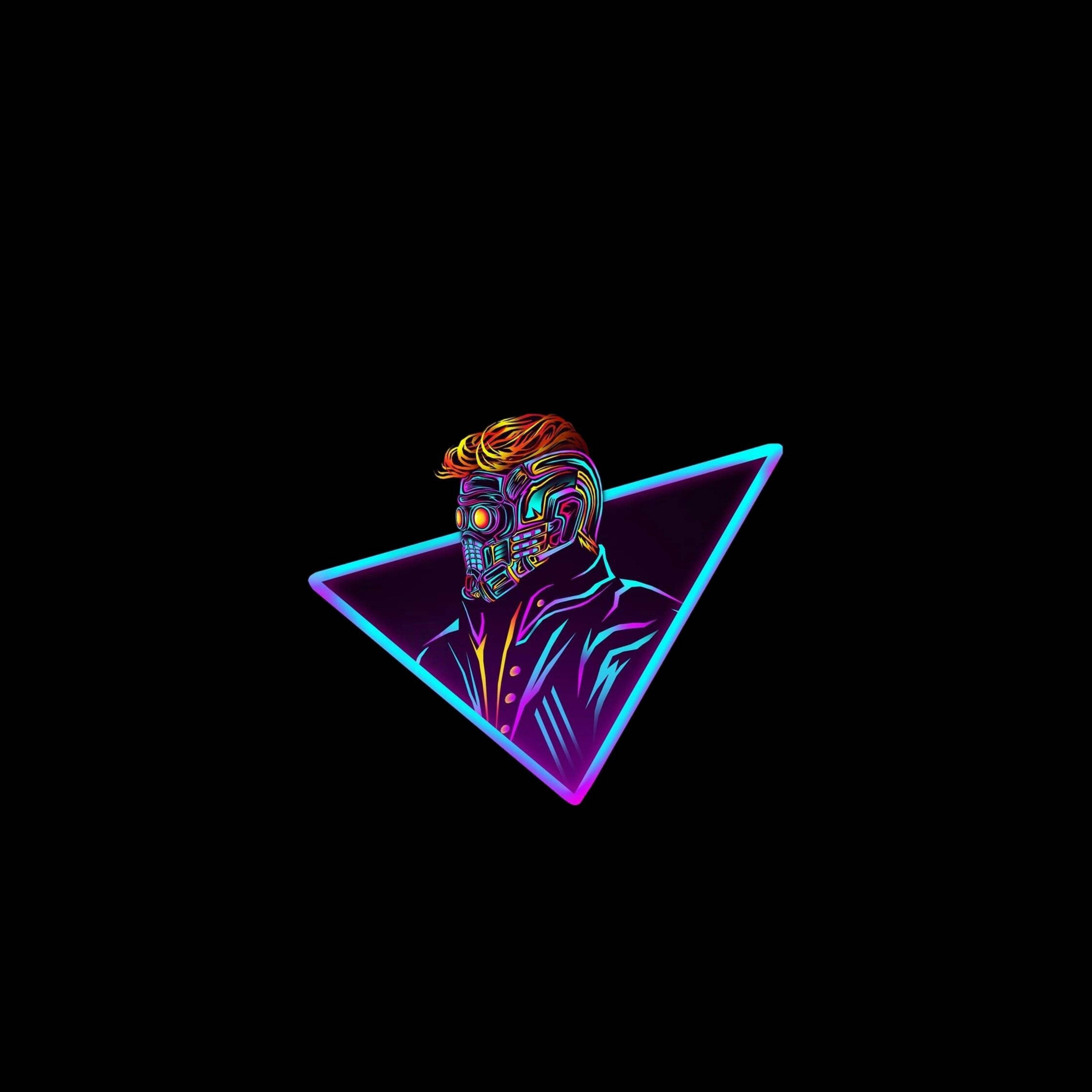 Star Lord, vaporwave, neon-lit, 2K Desktop Wallpaper