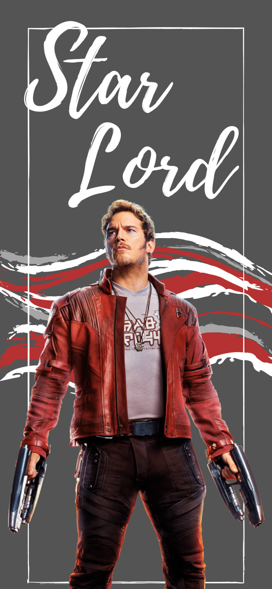 Star Lord, red leather jacket, two guns, Full HD Phone Wallpaper