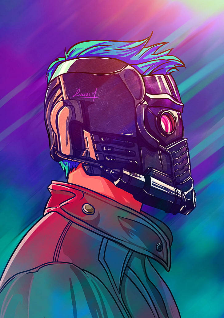 Star Lord, cyberpunk character, helmet, SD Phone Wallpaper