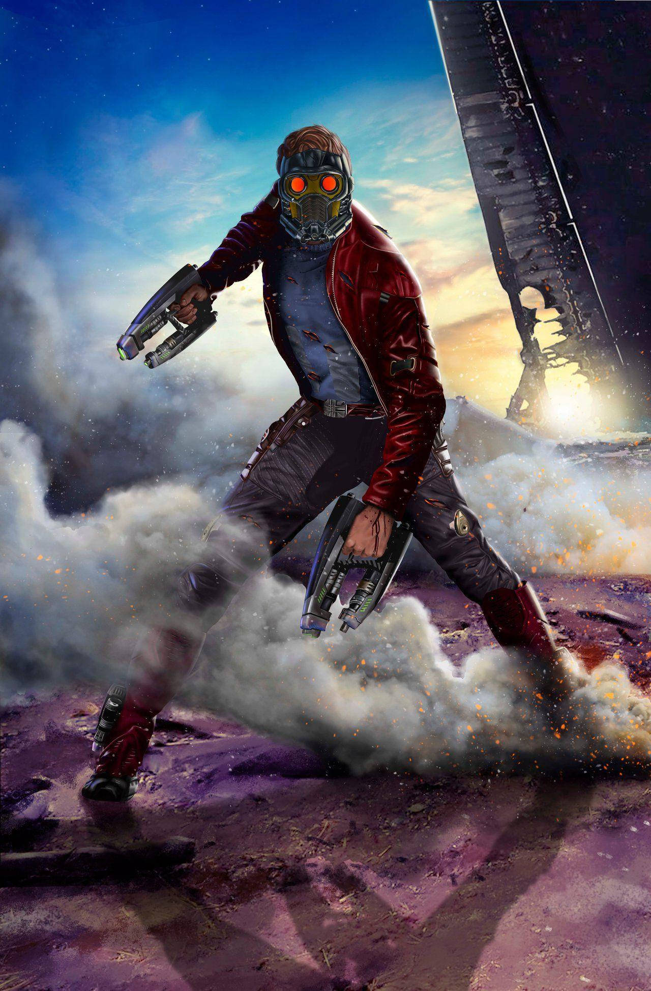 Star-Lord, red jacket, helmet, Full HD Phone Wallpaper