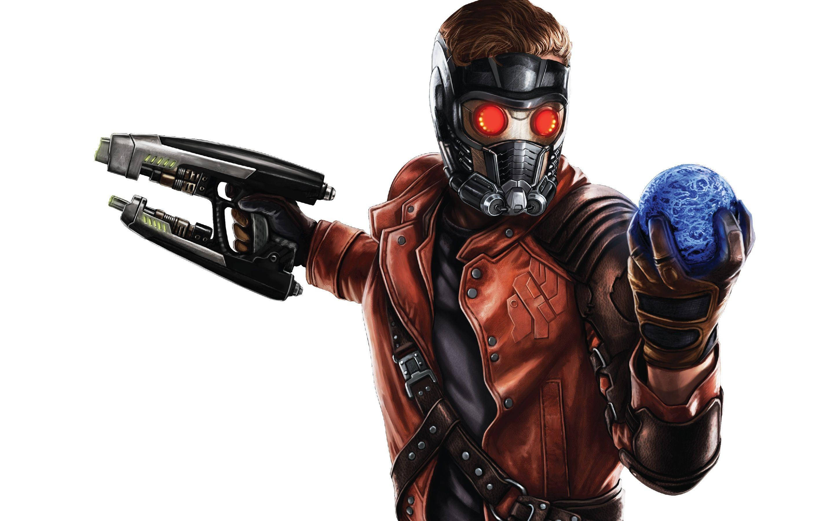 Star-Lord, red leather jacket, glowing pistol, 2K Desktop Wallpaper