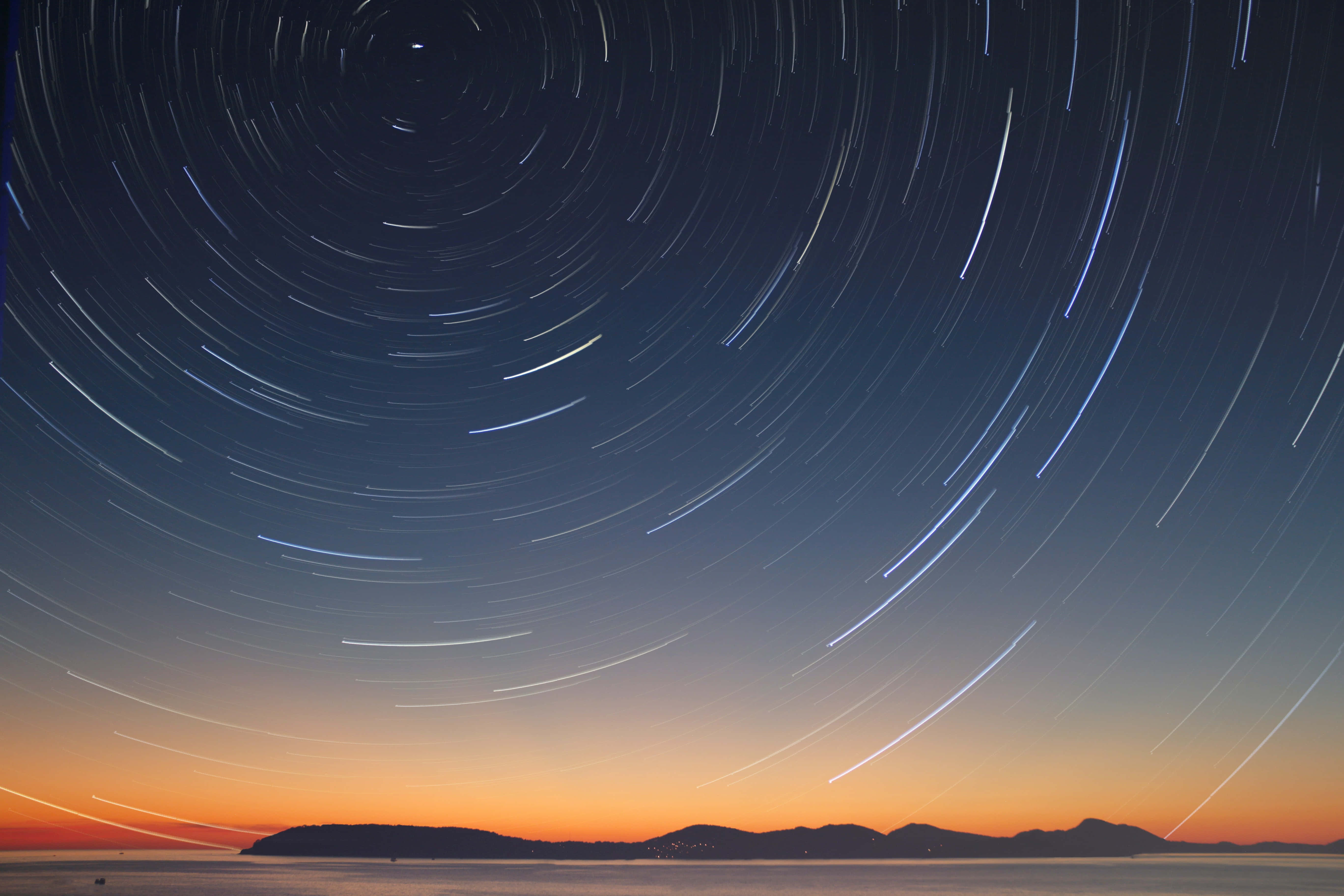 Star Sky, twilight sky, calm sea, 5K Desktop Wallpaper
