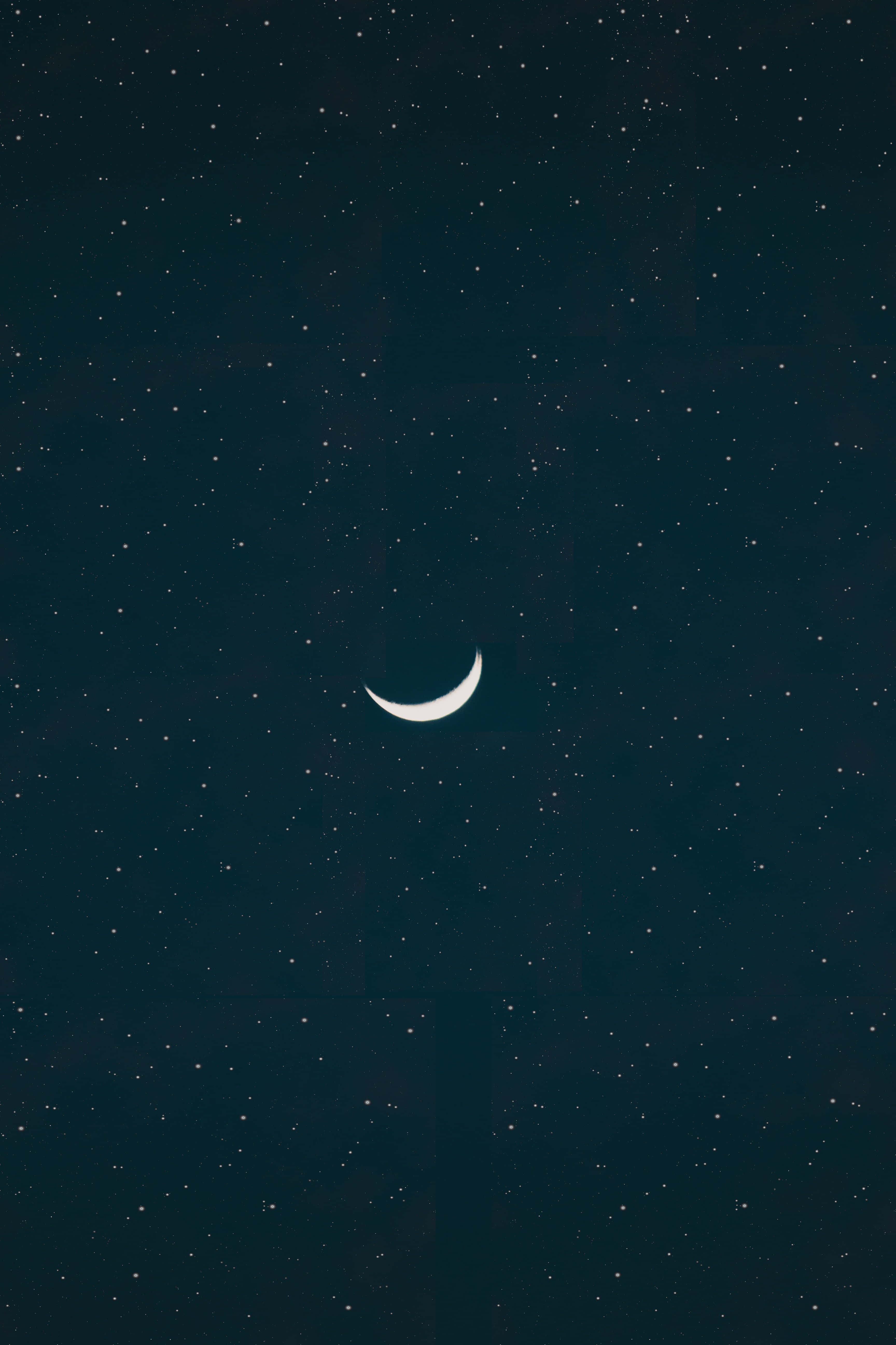 crescent moon, deep navy sky, countless distant stars, 5K Phone Wallpaper