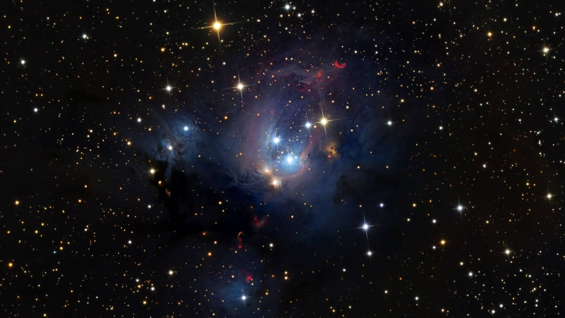 Star Space, blue and red hues, cosmic nebula, Full HD Desktop Wallpaper