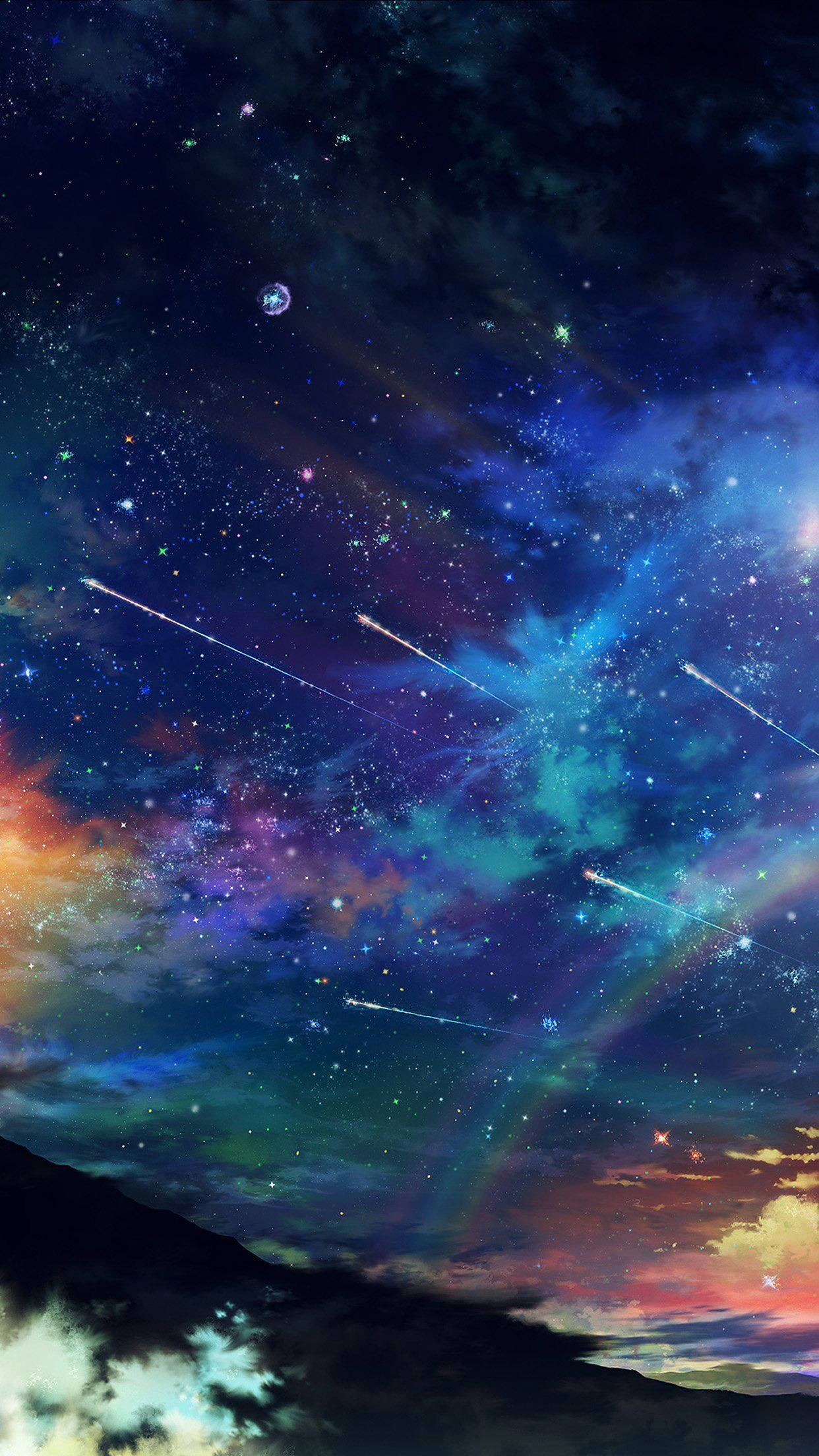 Star Space, shooting stars, blue space, Full HD Phone Wallpaper