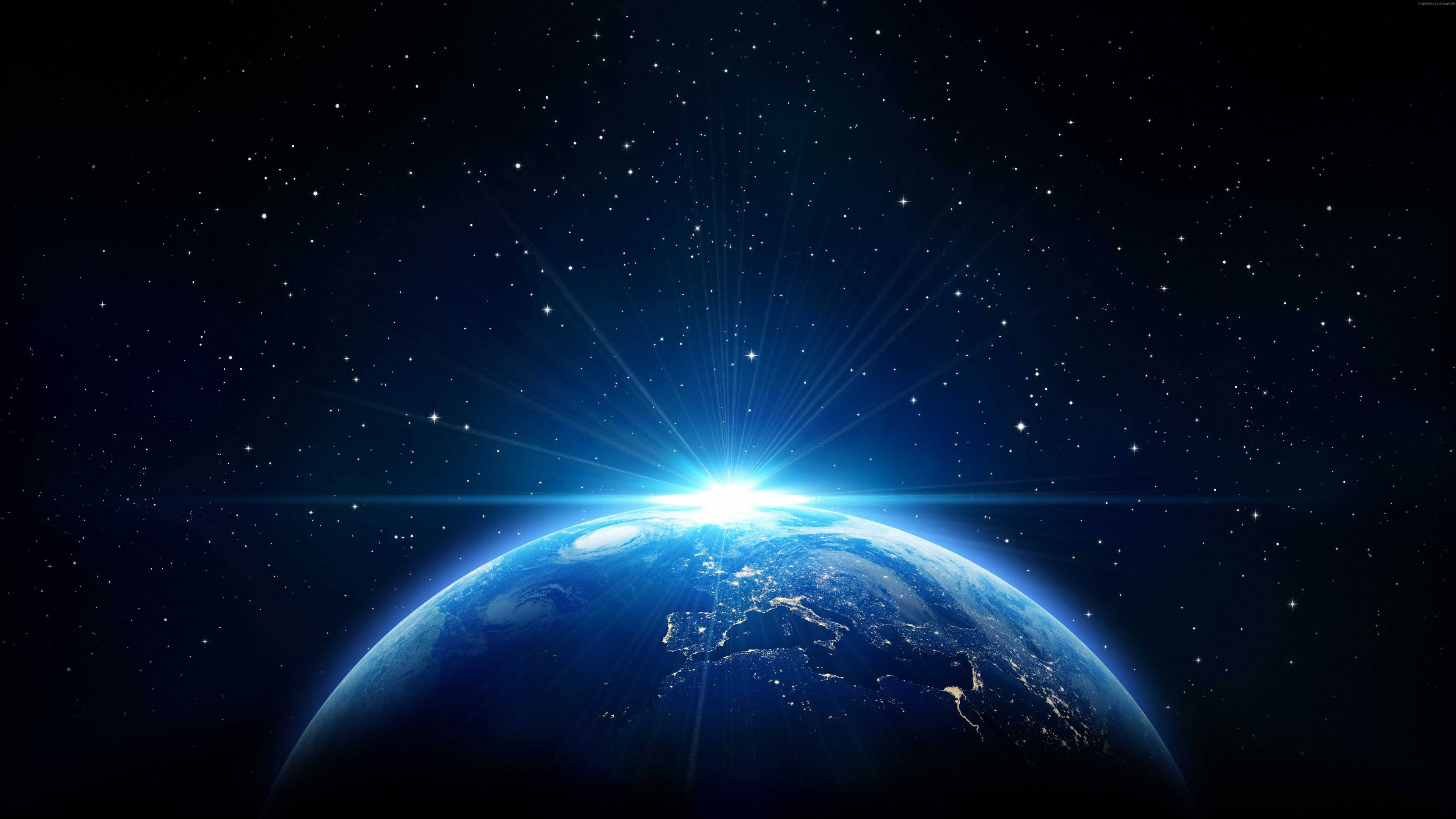 Blue Star Earth, Earth, sun, 4K Desktop Wallpaper