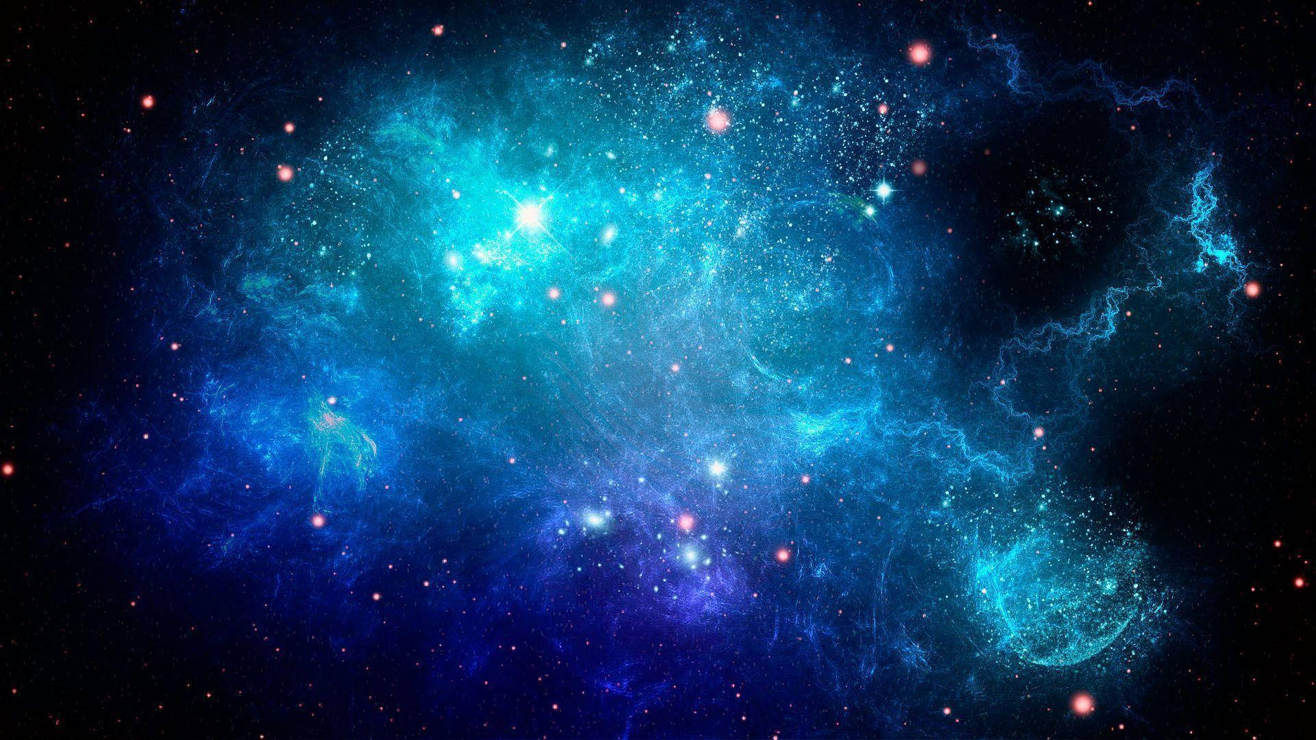 Star Space, electric blue, teal, Full HD Desktop Wallpaper