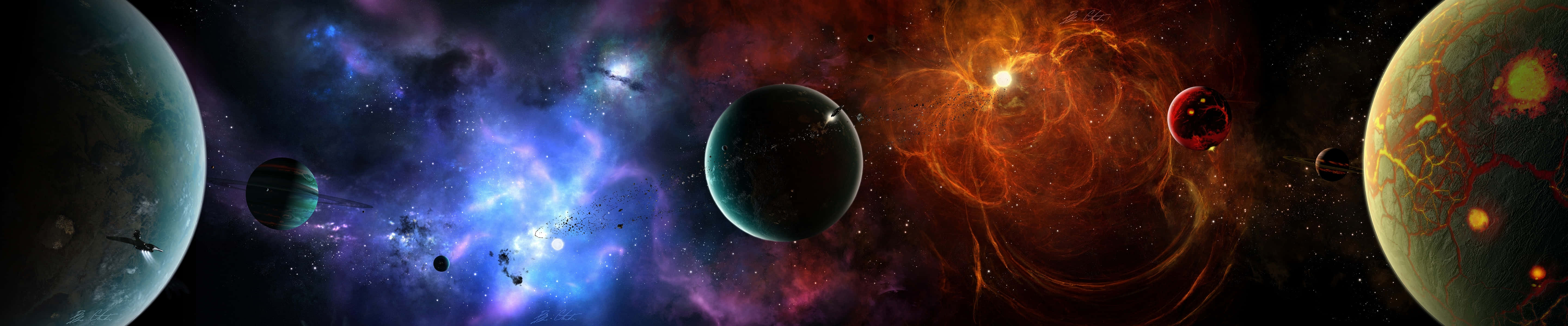 eyefinity, space scene, planets, 5K Desktop Wallpaper