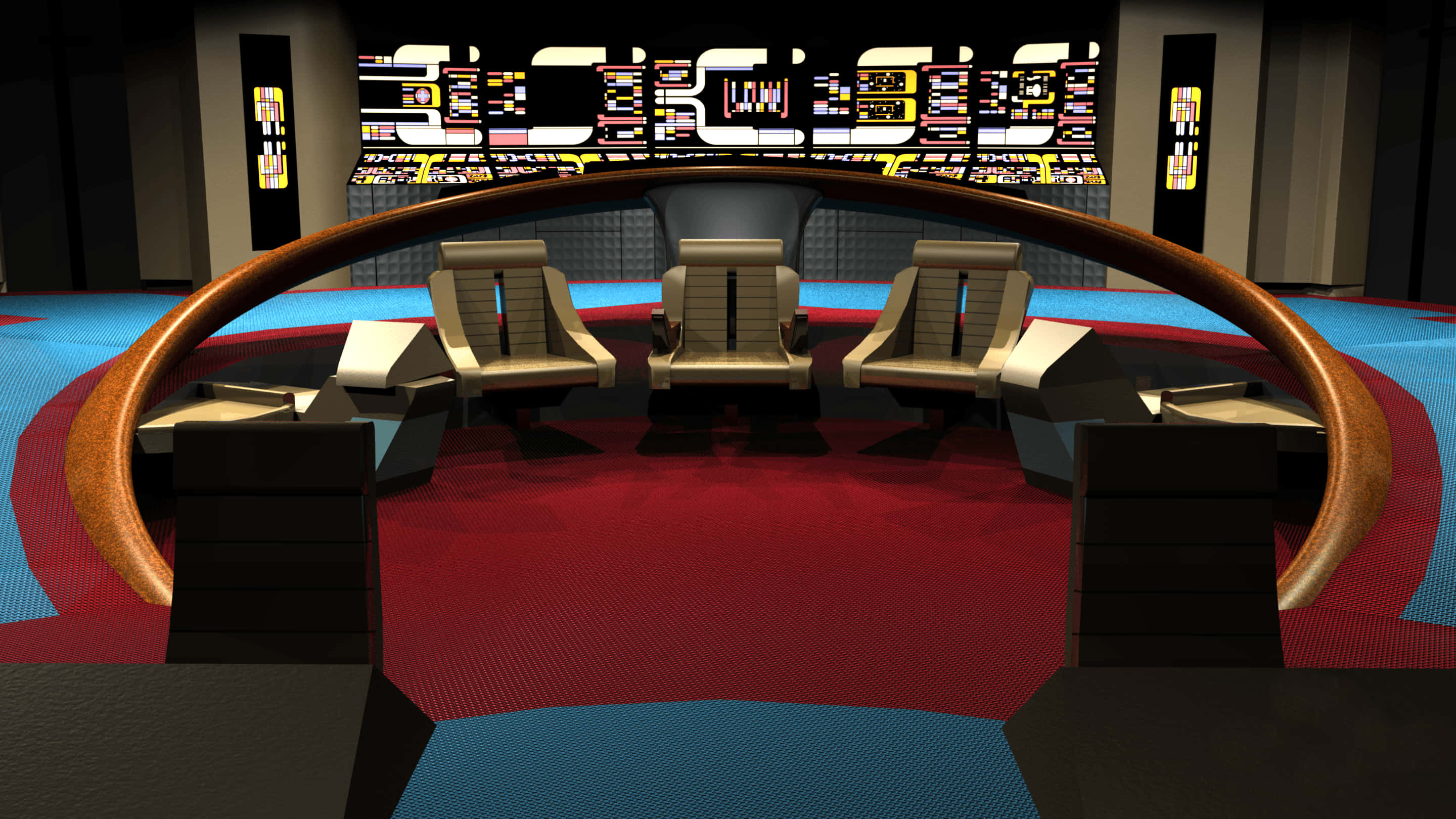 Star Trek Enterprise Bridge, captain chairs, glowing control panels, 2K Desktop Wallpaper