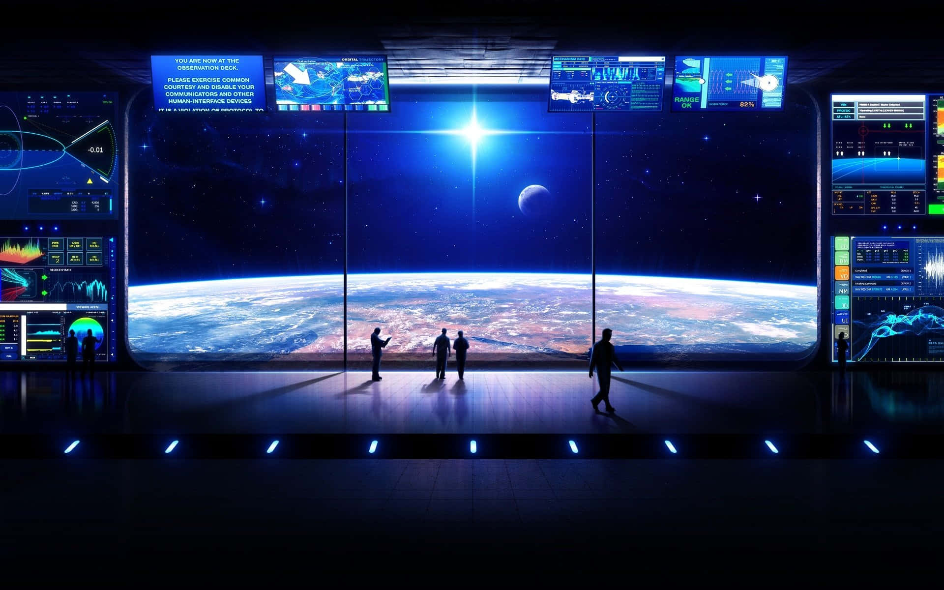 Star Trek Enterprise Bridge, futuristic control room, massive screen, Full HD Desktop Wallpaper