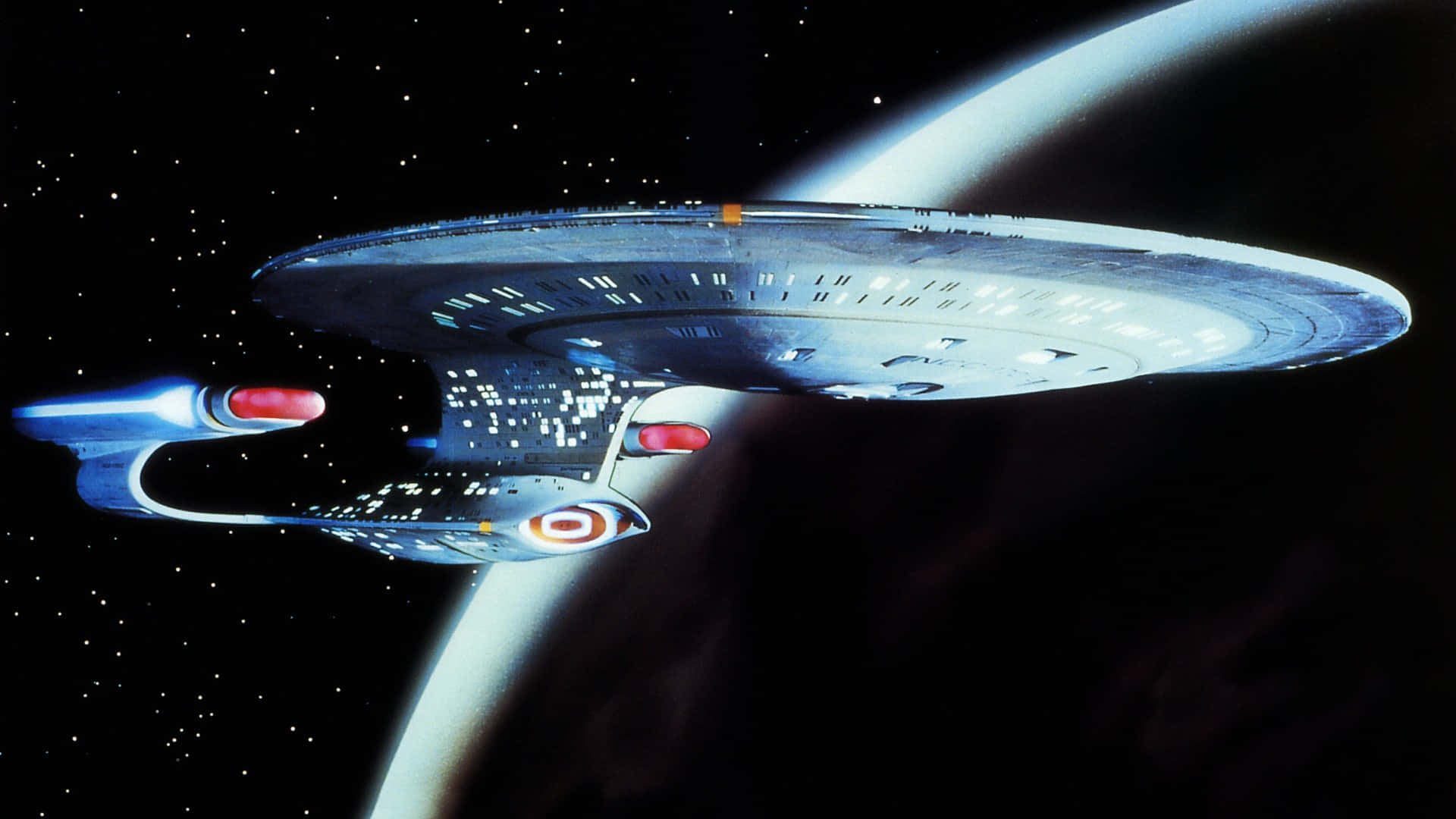 Star Trek Enterprise, starship, massive planet, Full HD Desktop Wallpaper