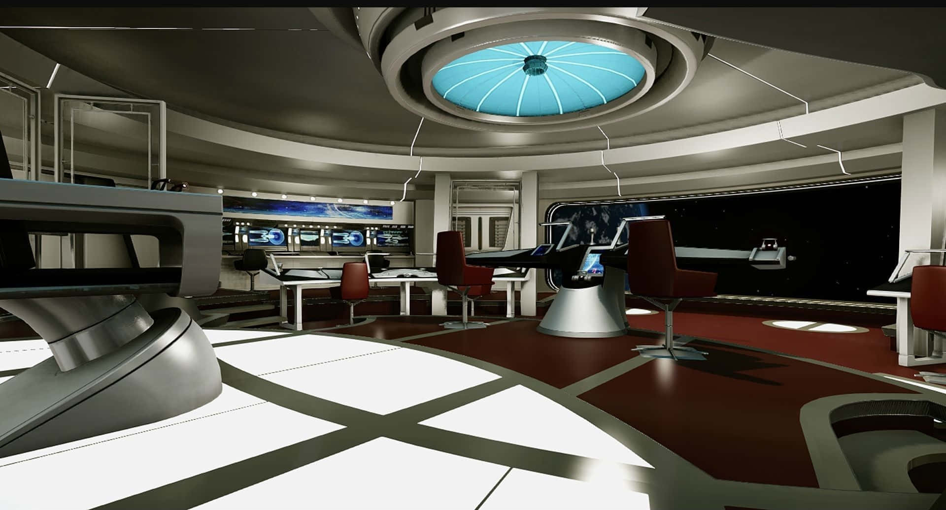 Star Trek Enterprise, bridge, glowing blue ceiling lights, Full HD Desktop Wallpaper