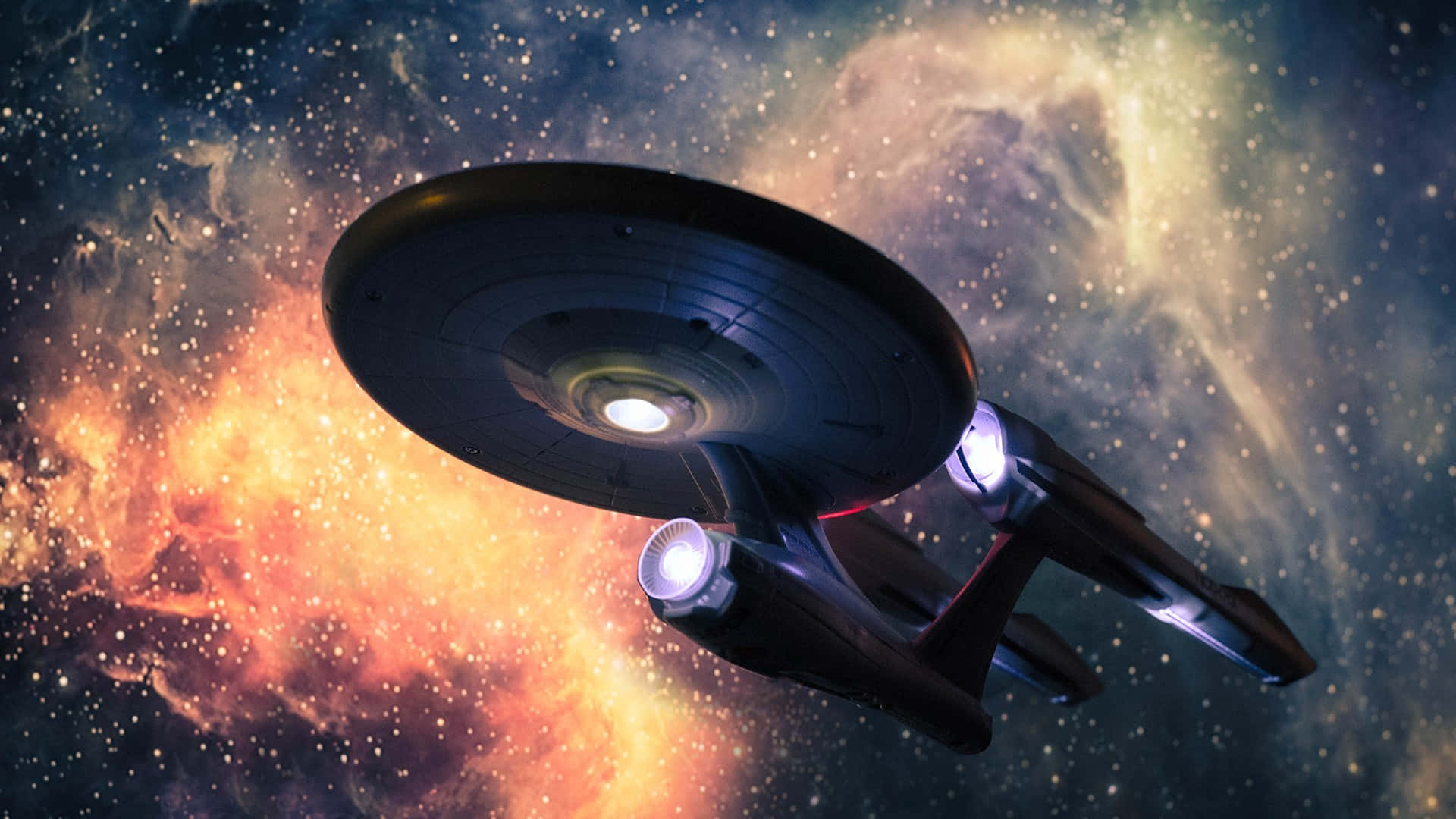 Star Trek Enterprise, starship, nebula, Full HD Desktop Wallpaper