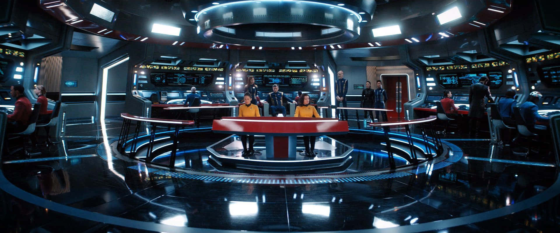 Star Trek Enterprise, bridge, crew members, Full HD Desktop Wallpaper