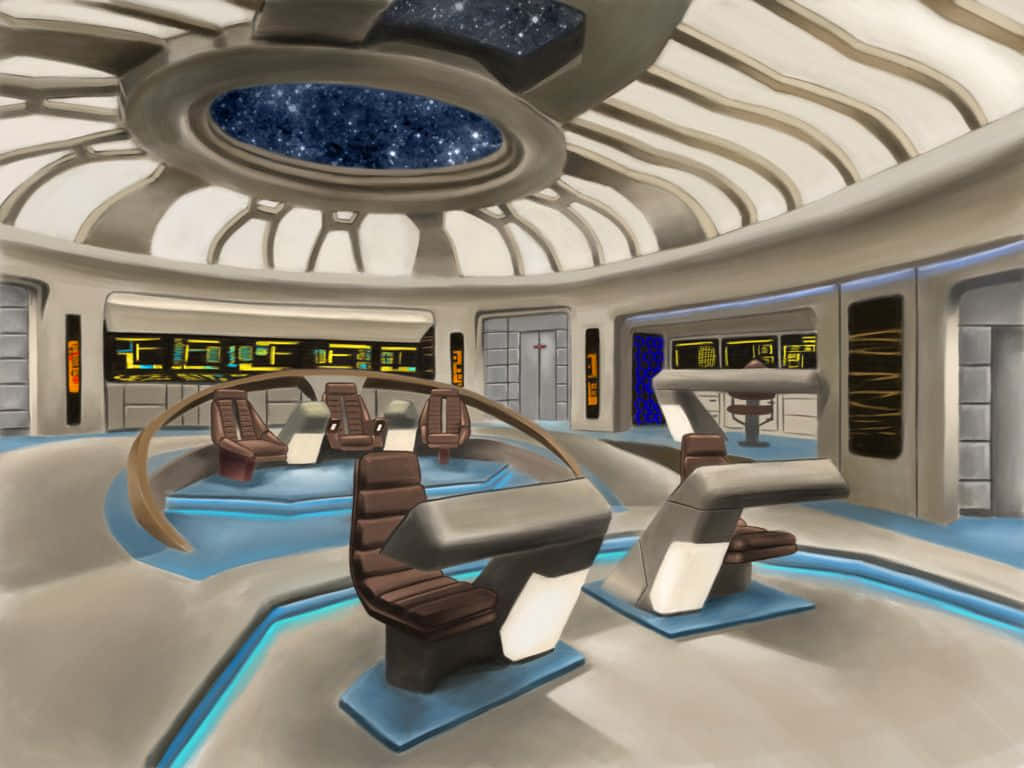 Star Trek Enterprise, bridge, curved consoles, SD Desktop Wallpaper