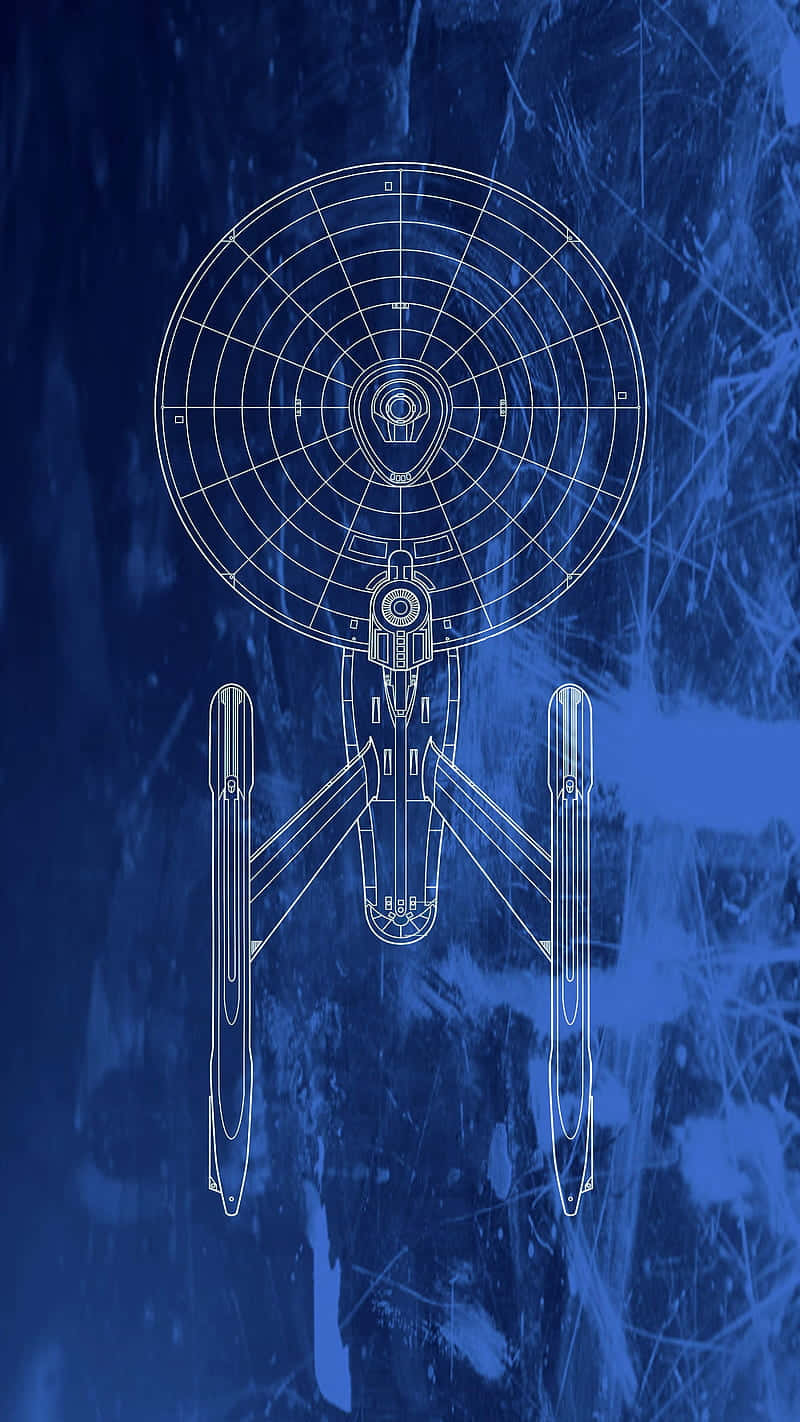 Star Trek Enterprise, blue outline, white line drawing, HD Phone Wallpaper