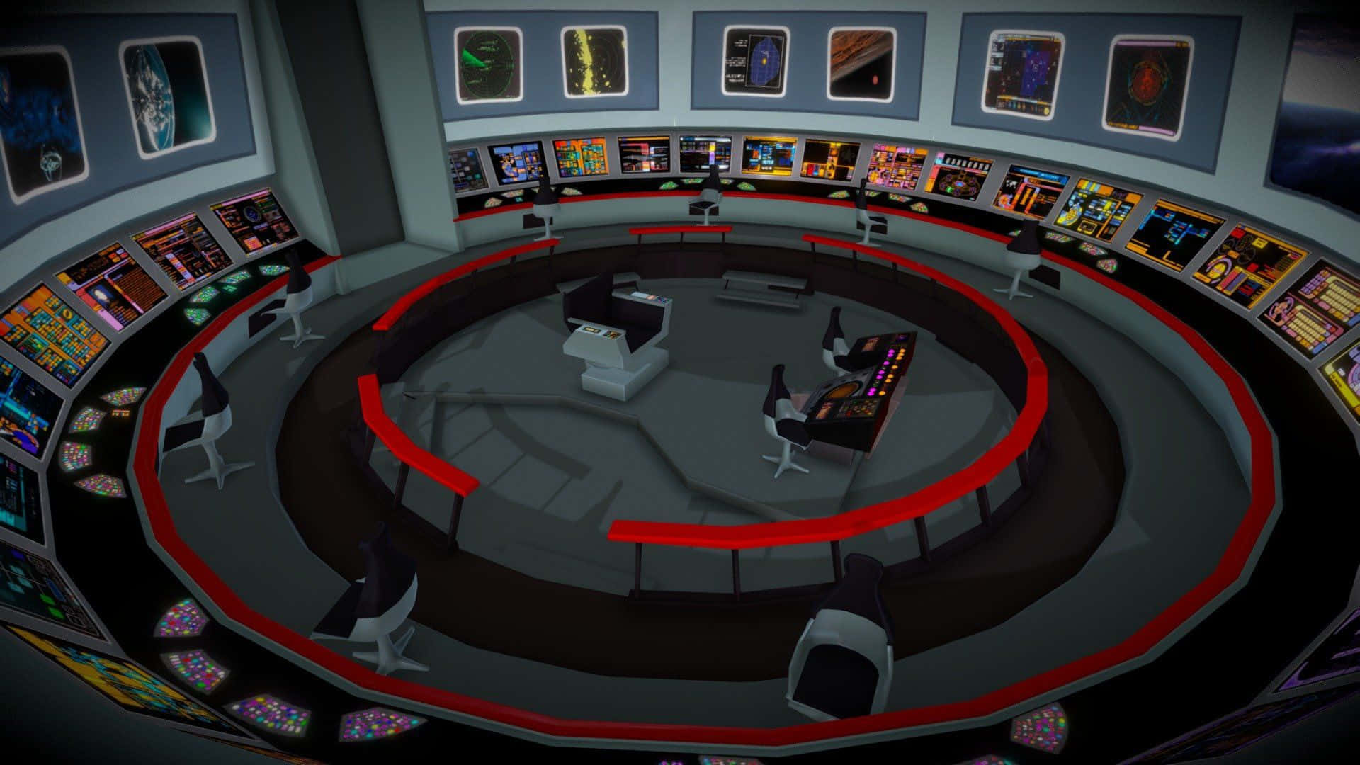 Star Trek Enterprise, bridge, red accents, Full HD Desktop Wallpaper