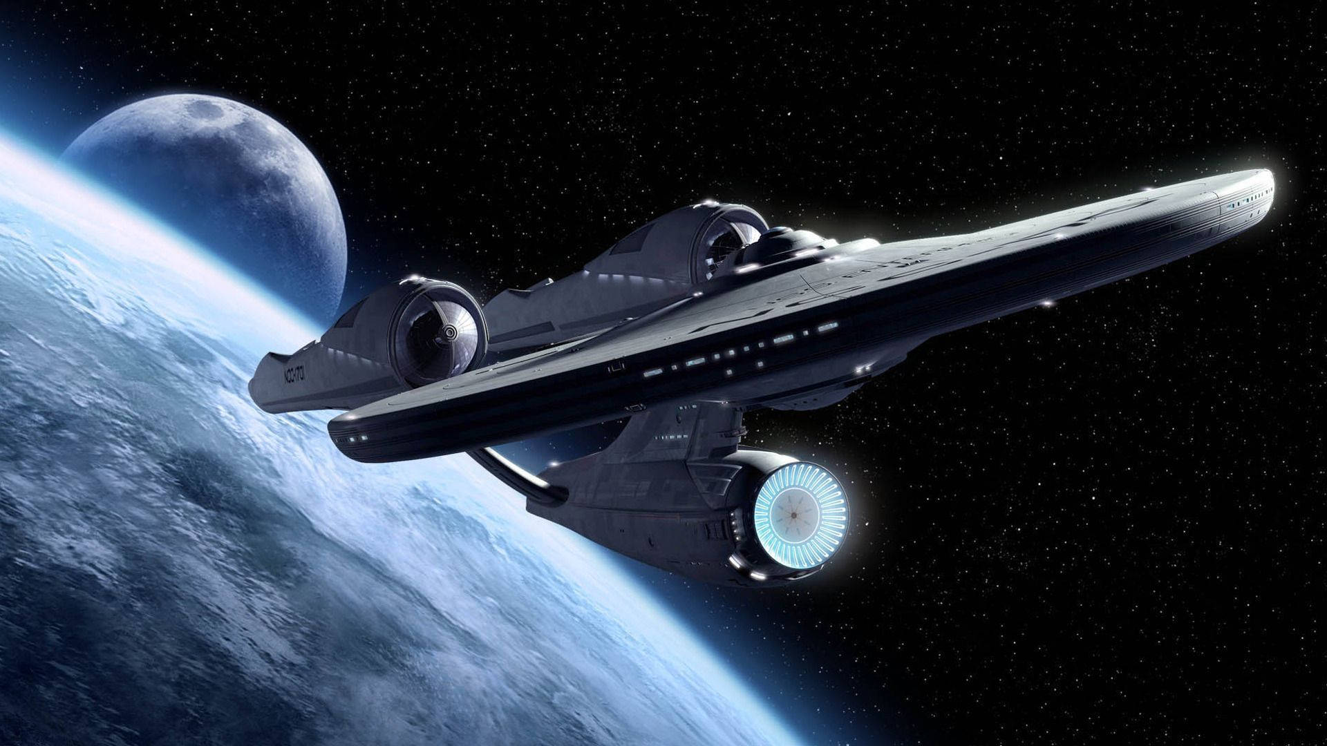 Star Trek Into Darkness, spaceship, blue planet, Full HD Desktop Wallpaper