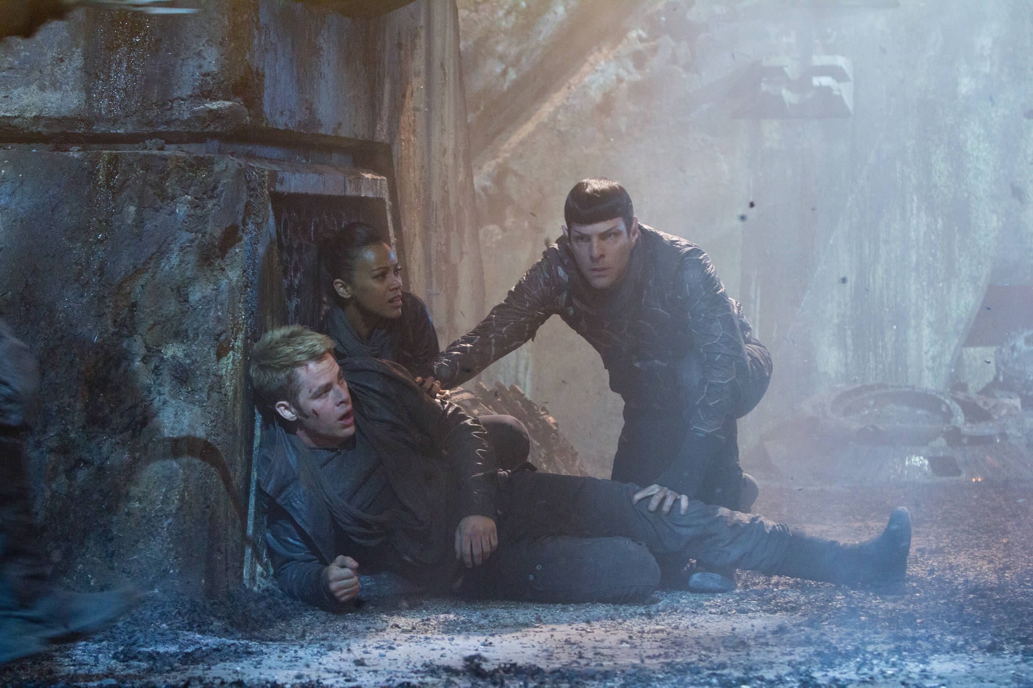 Star Trek Into Darkness, movie scene, three characters, Full HD Desktop Wallpaper