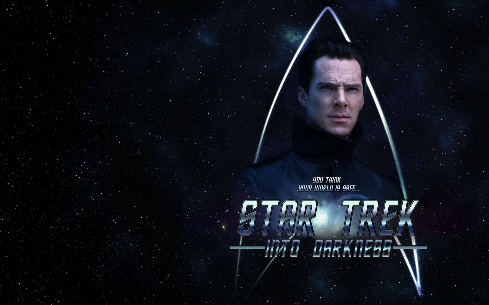 Star Trek Into Darkness, dark uniform, glowing starship emblem, Full HD Desktop Wallpaper