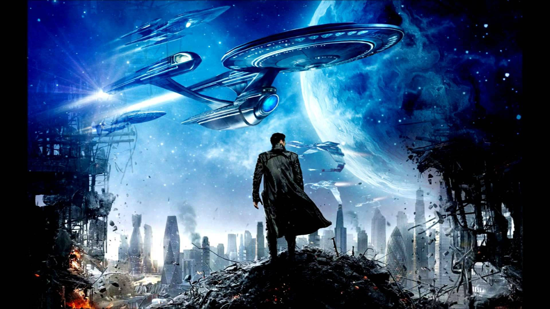 Star Trek Into Darkness, spaceship, ruined city, Full HD Desktop Wallpaper
