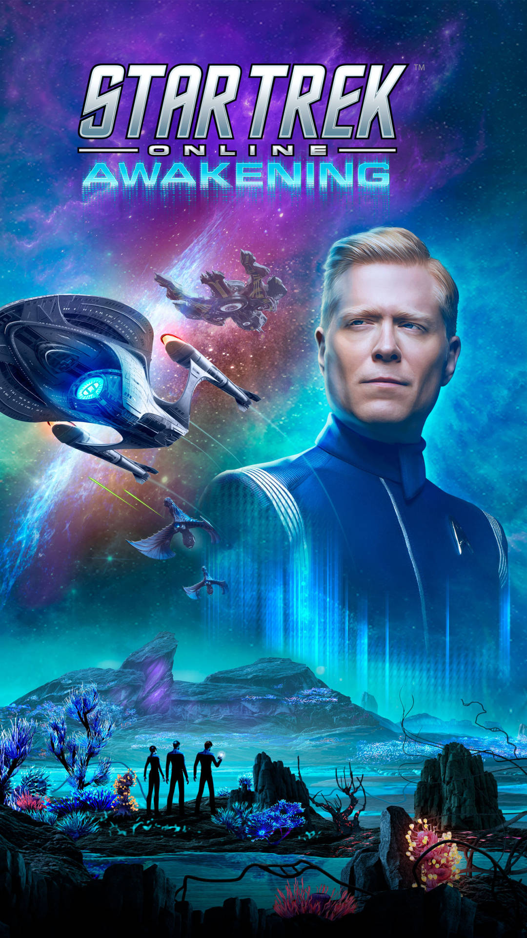Star Trek, Star Trek character, cosmic backdrop, Full HD Phone Wallpaper