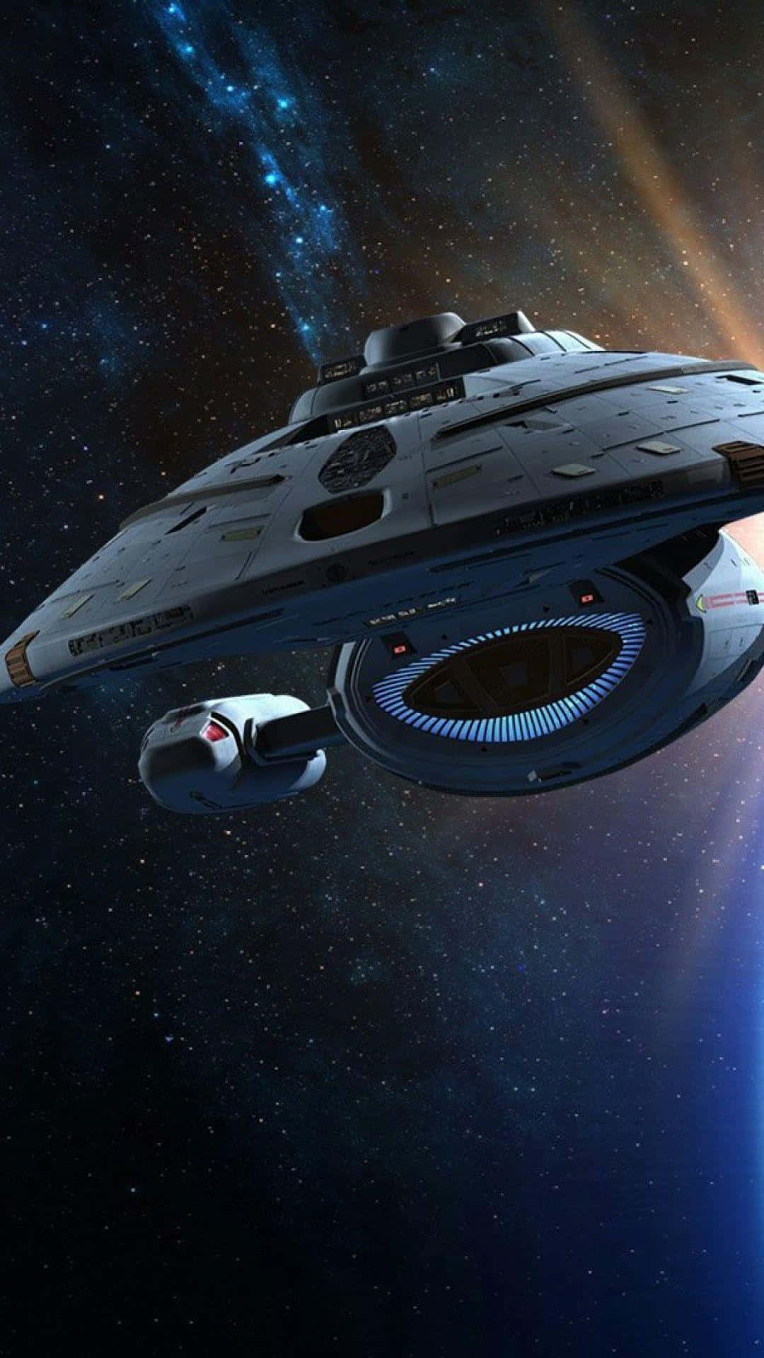 Star Trek, futuristic starship, vibrant nebula, Full HD Phone Wallpaper