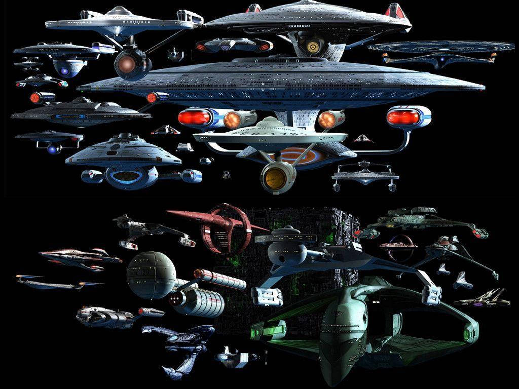 Star Trek Starship, science fiction starships, black void, SD Desktop Wallpaper