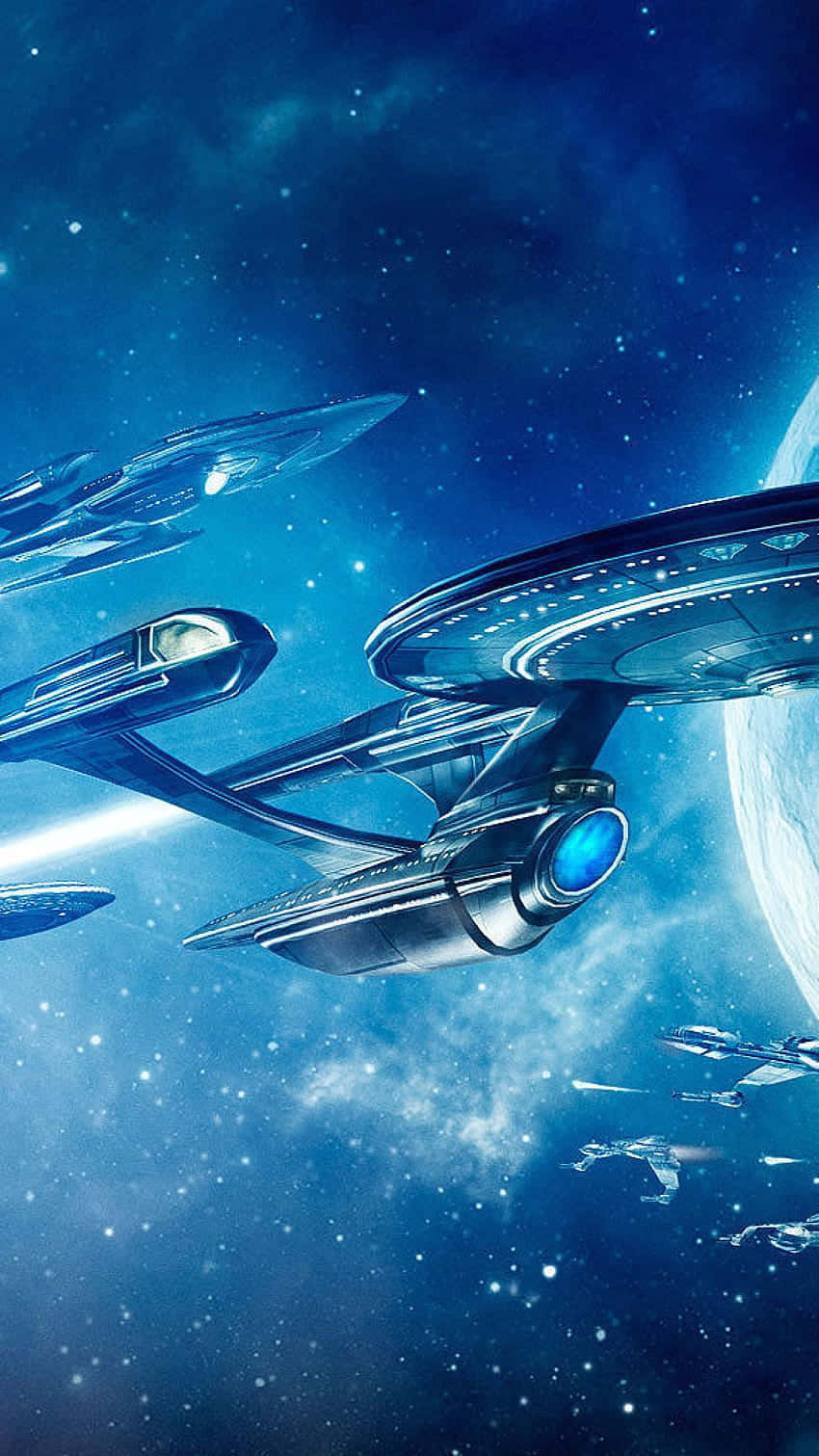 Star Trek, starships, blue nebula, HD Phone Wallpaper