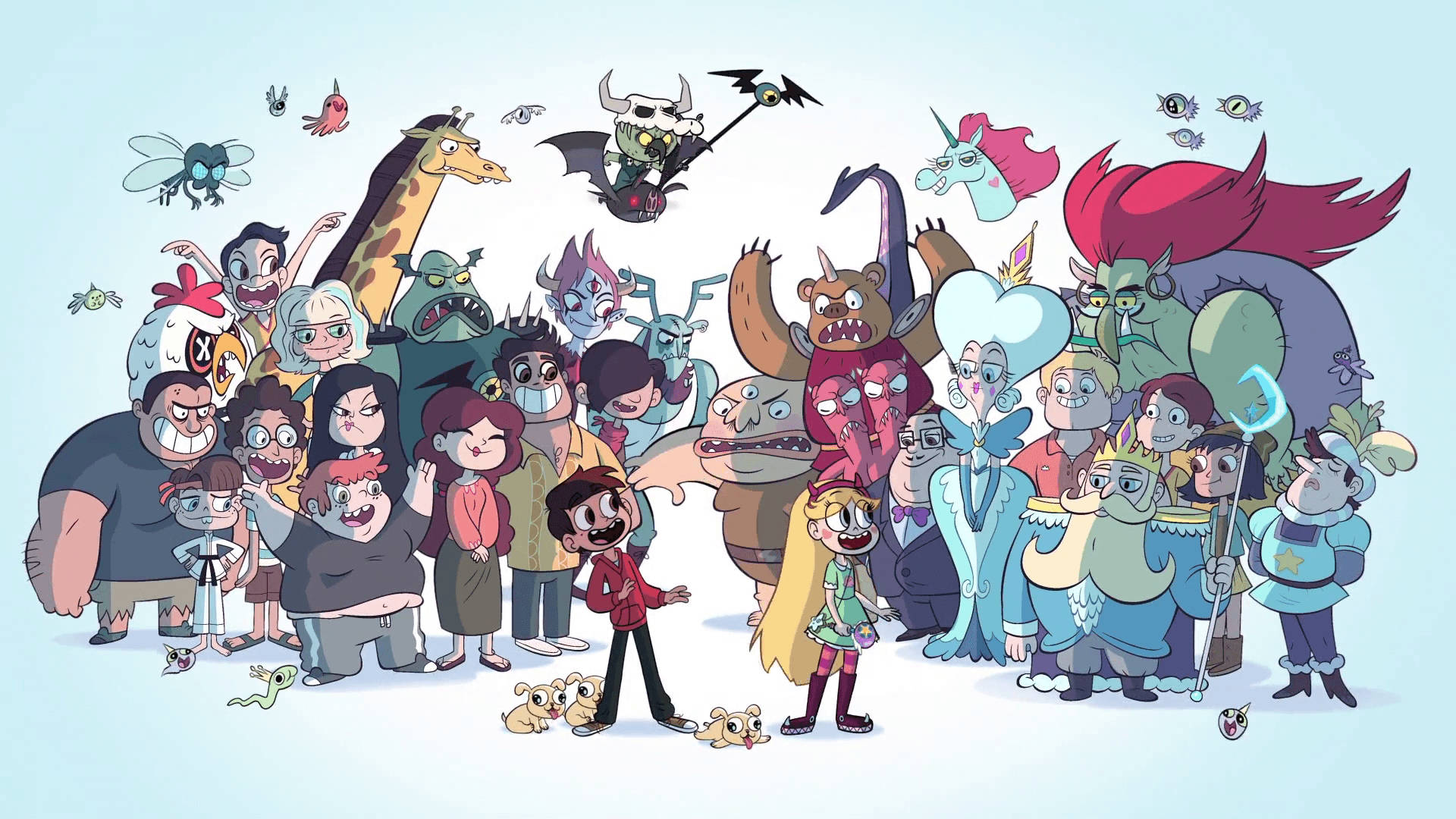 Star Vs The Forces Of Evil, happy characters, vibrant cartoon ensemble, Full HD Desktop Wallpaper
