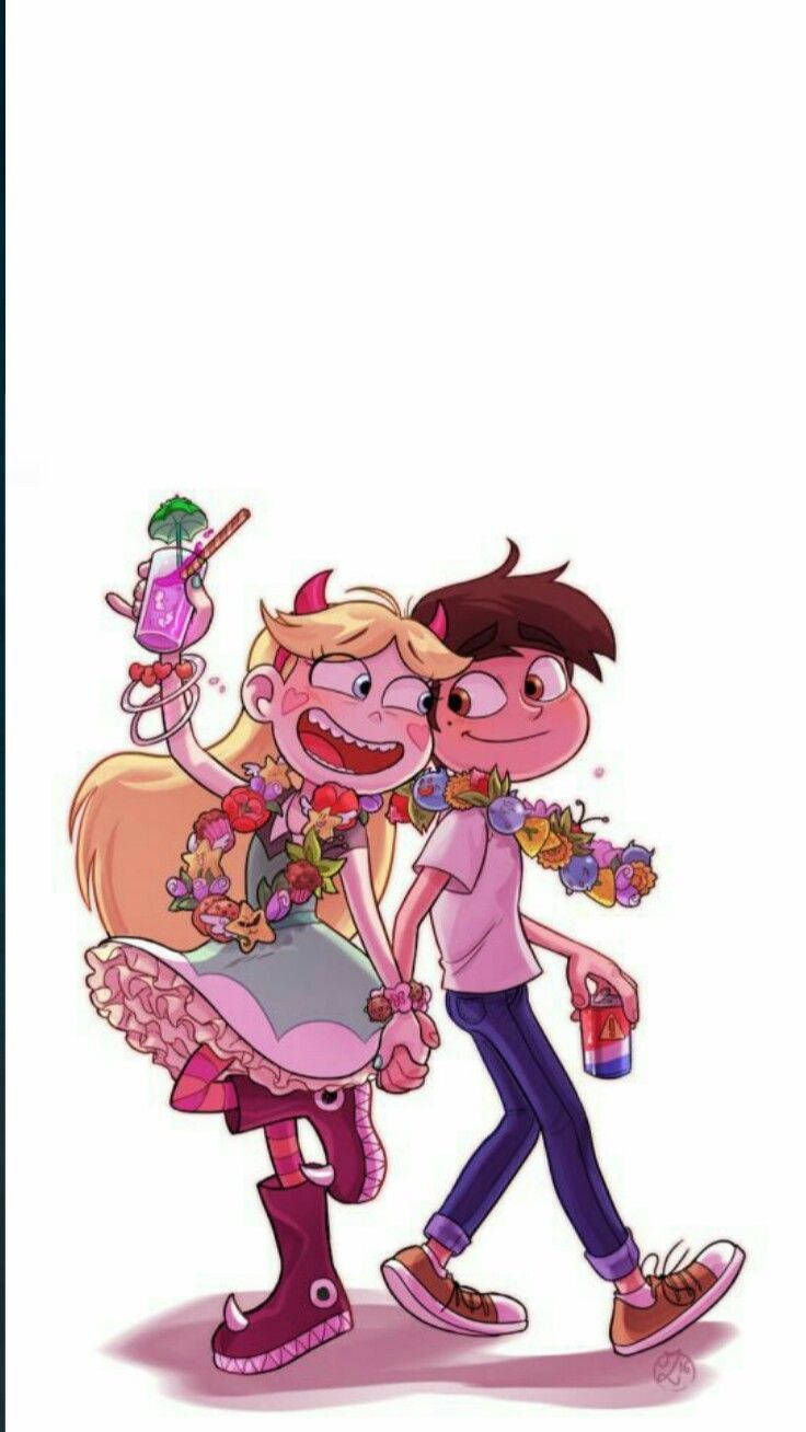 Star Vs The Forces Of Evil, anime characters, flower leis, HD Phone Wallpaper