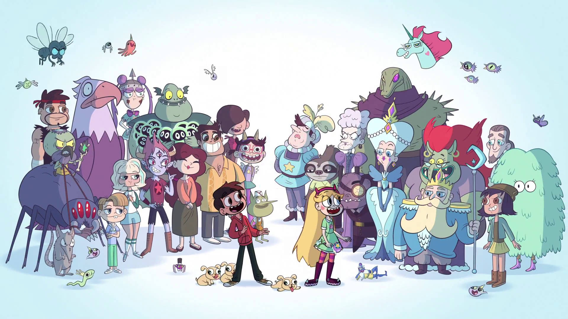 Star Vs The Forces Of Evil, animated group shot, diverse cartoon characters, Full HD Desktop Wallpaper